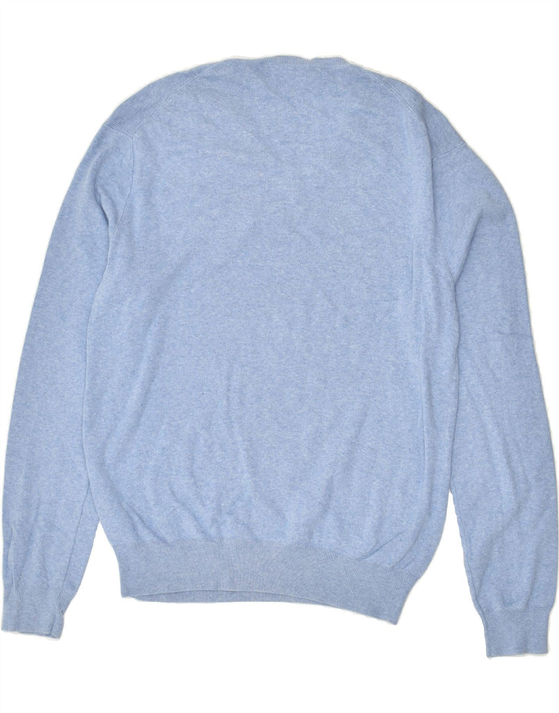 POLO RALPH LAUREN Mens V-Neck Jumper Sweater Medium Blue Cotton | Vintage Polo Ralph Lauren | Thrift | Second-Hand Polo Ralph Lauren | Used Clothing | Messina Hembry 