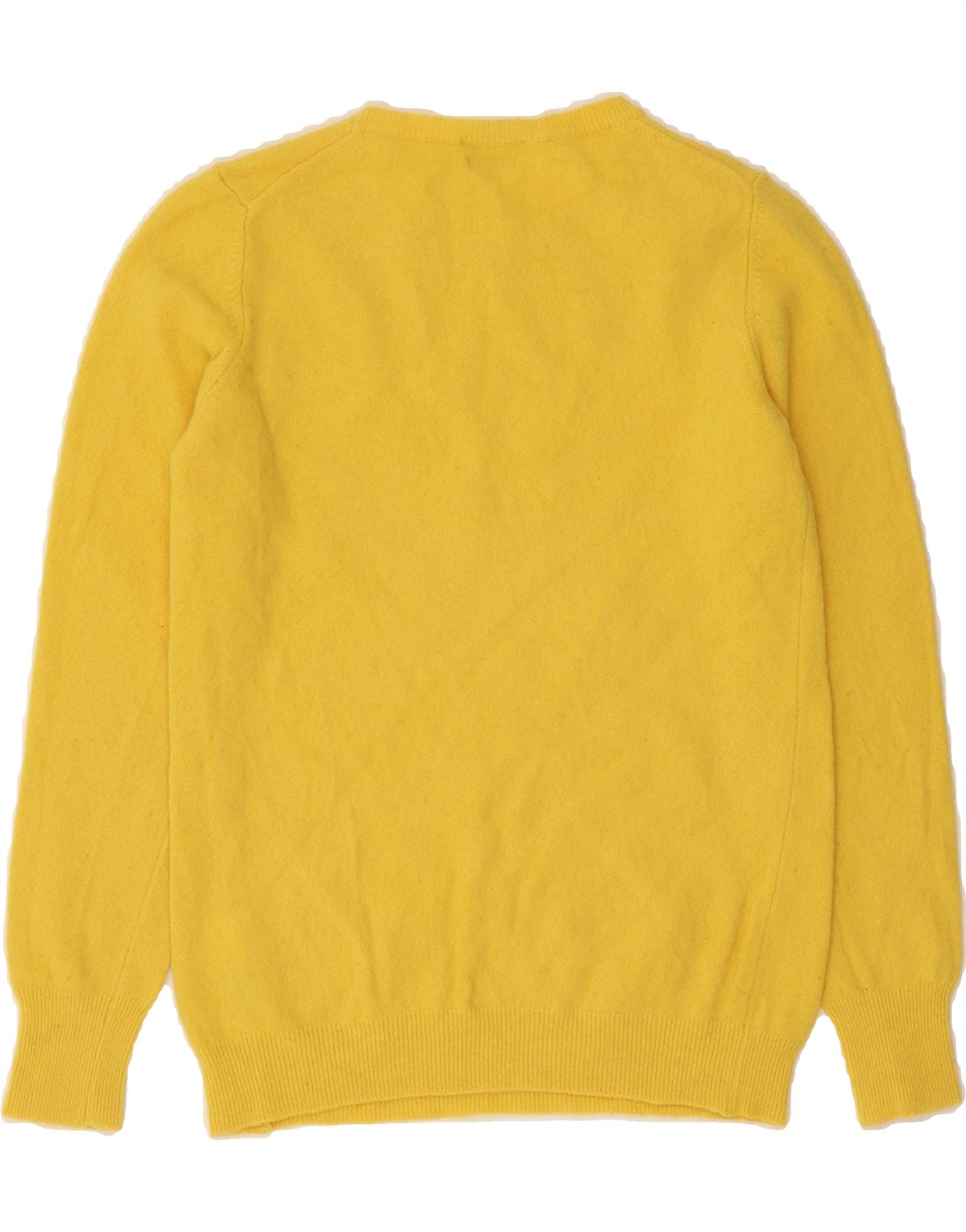 BENETTON Womens Boat Neck Jumper Sweater UK 14 Large Yellow Wool Vintage Benetton and Second-Hand Benetton from Messina Hembry