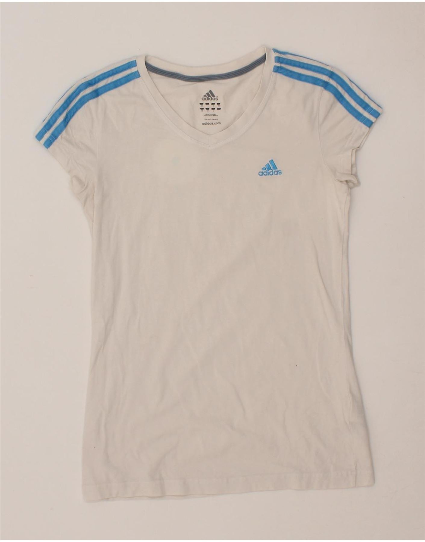 ADIDAS Womens T-Shirt Top UK 12 Medium White Cotton Vintage Adidas and Second-Hand Adidas from Messina Hembry