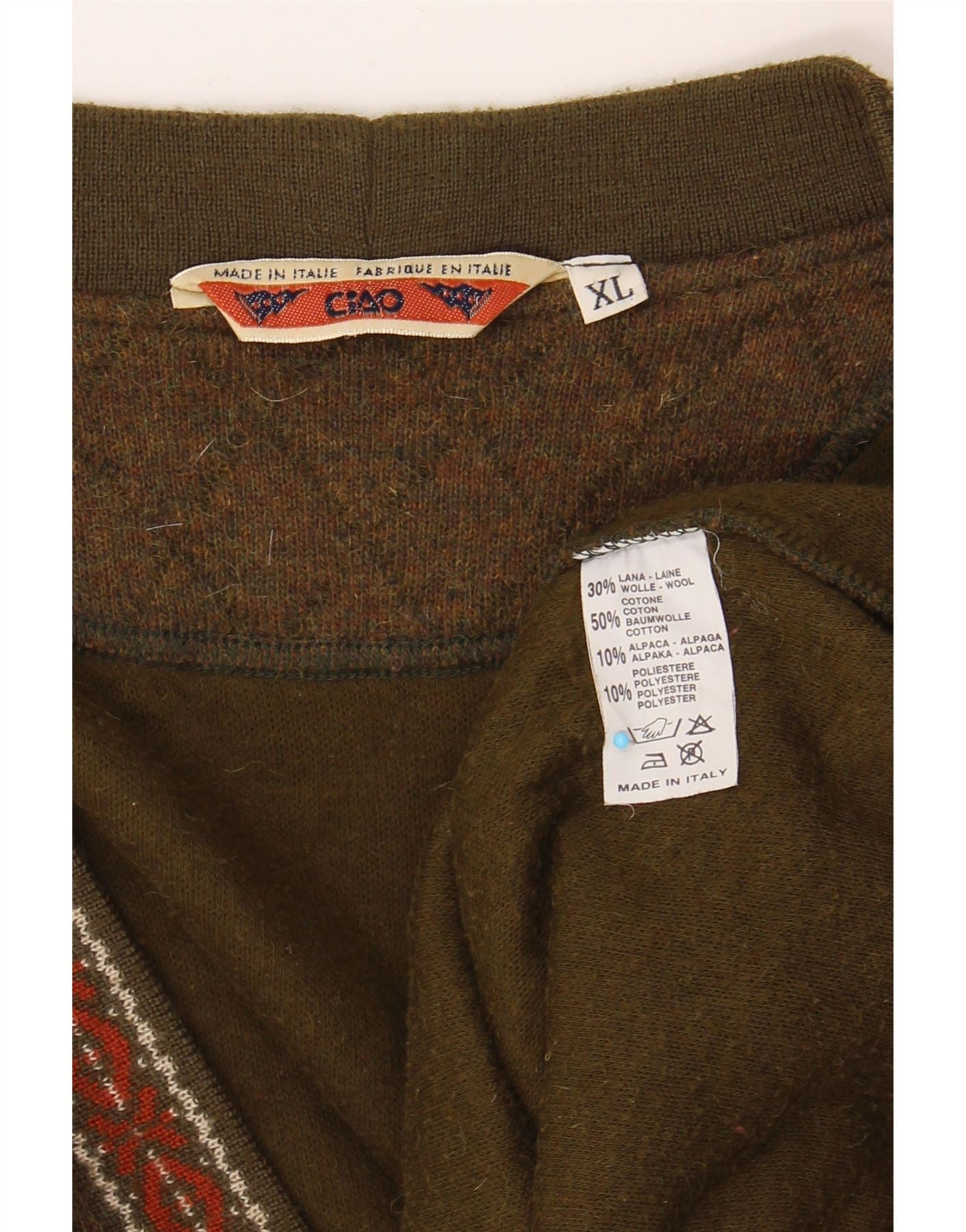 CIAO Mens Cardigan Sweater XL Brown Wool Vintage Ciao and Second-Hand Ciao from Messina Hembry