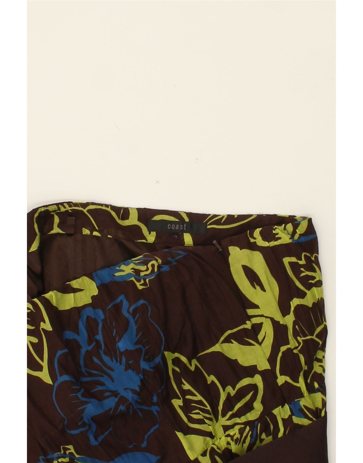 COAST Womens Strapless Dress UK 12 Medium Brown Floral Cotton Vintage Coast and Second-Hand Coast from Messina Hembry