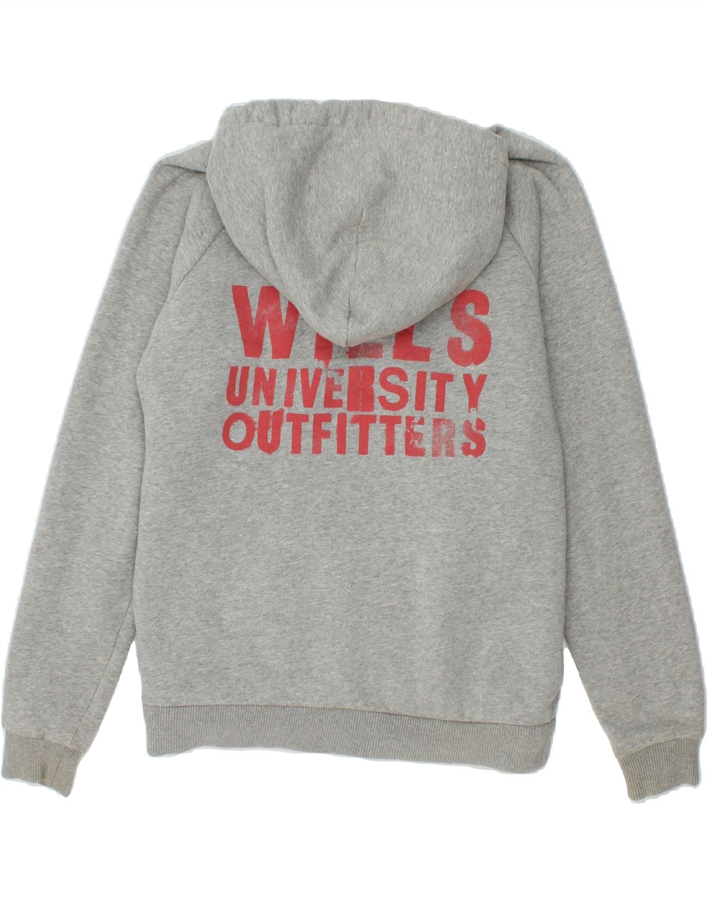 JACK WILLS Womens Graphic Zip Hoodie Sweater UK 12 Medium Grey Flecked Vintage Jack Wills and Second-Hand Jack Wills from Messina Hembry