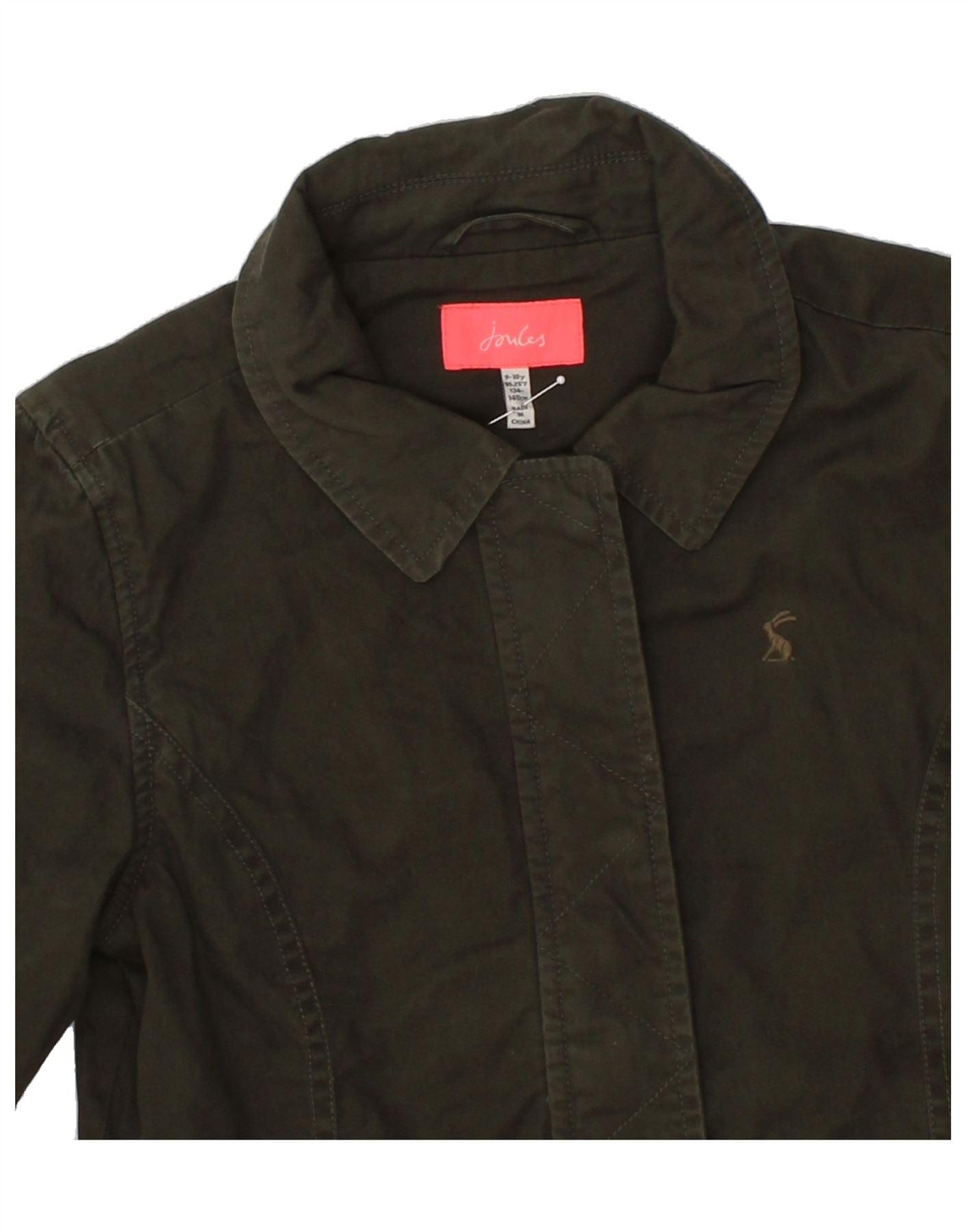 JOULES Girls Bomber Jacket 9-10 Years Khaki Cotton Vintage Joules and Second-Hand Joules from Messina Hembry