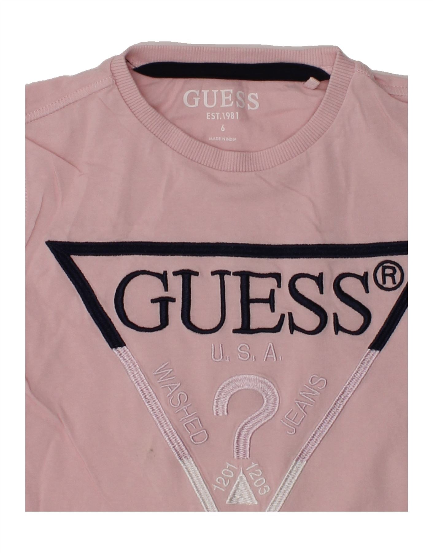 GUESS Girls Graphic T-Shirt Top 5-6 Years Pink Cotton Vintage Guess and Second-Hand Guess from Messina Hembry
