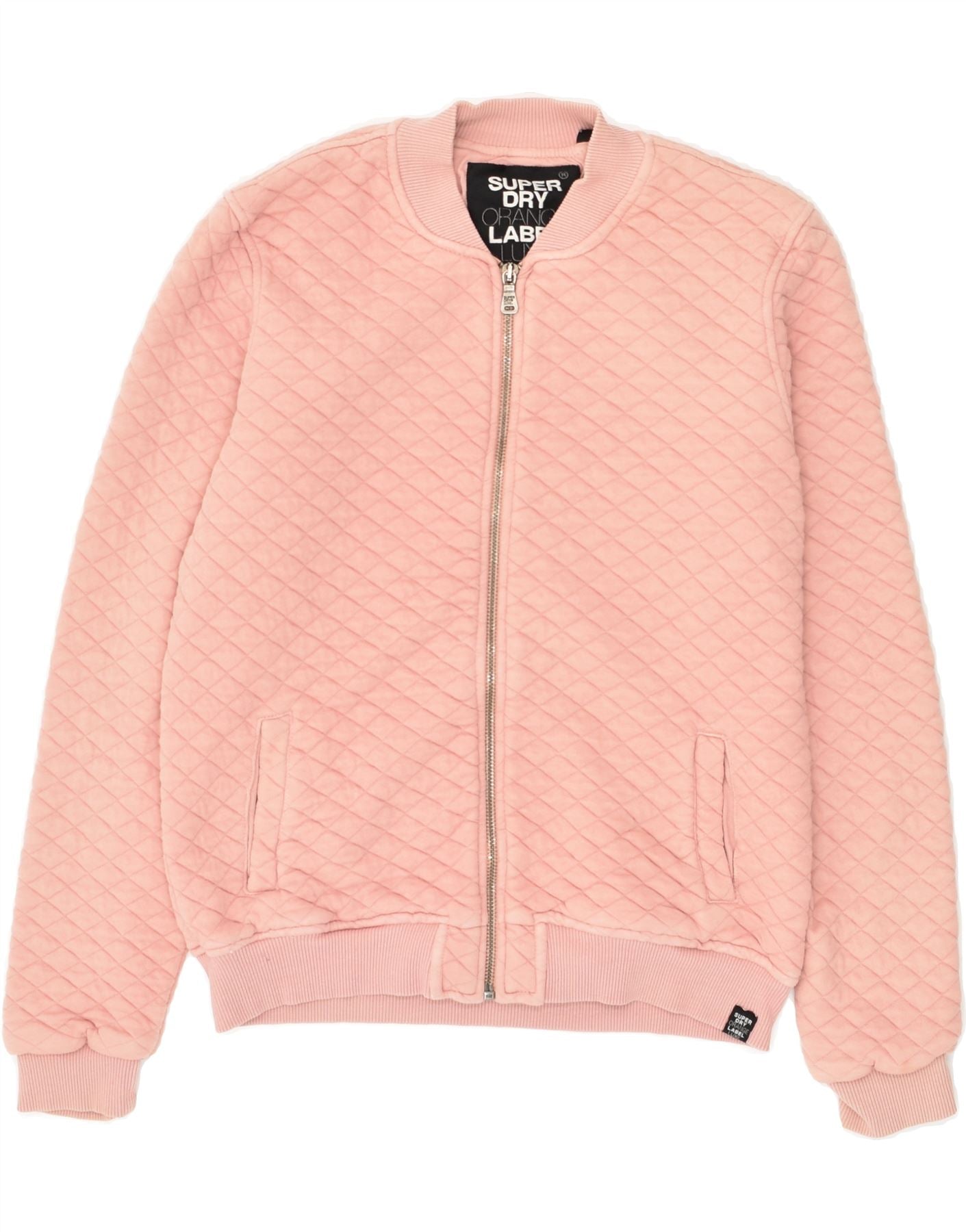 SUPERDRY Womens Quilted Tracksuit Top Jacket UK 10 Small Pink Cotton | Vintage Superdry | Thrift | Second-Hand Superdry | Used Clothing | Messina Hembry