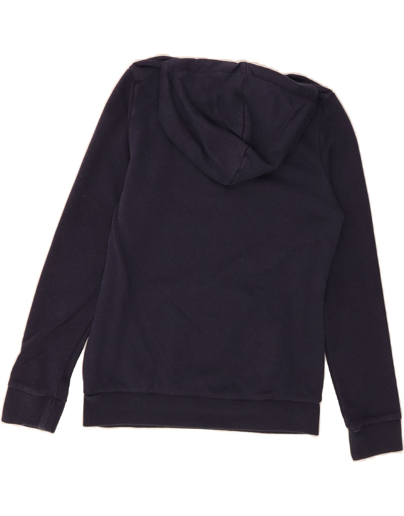 ADIDAS Womens Graphic Hoodie Jumper UK 12/14 Medium Navy Blue Cotton Vintage Adidas and Second-Hand Adidas from Messina Hembry