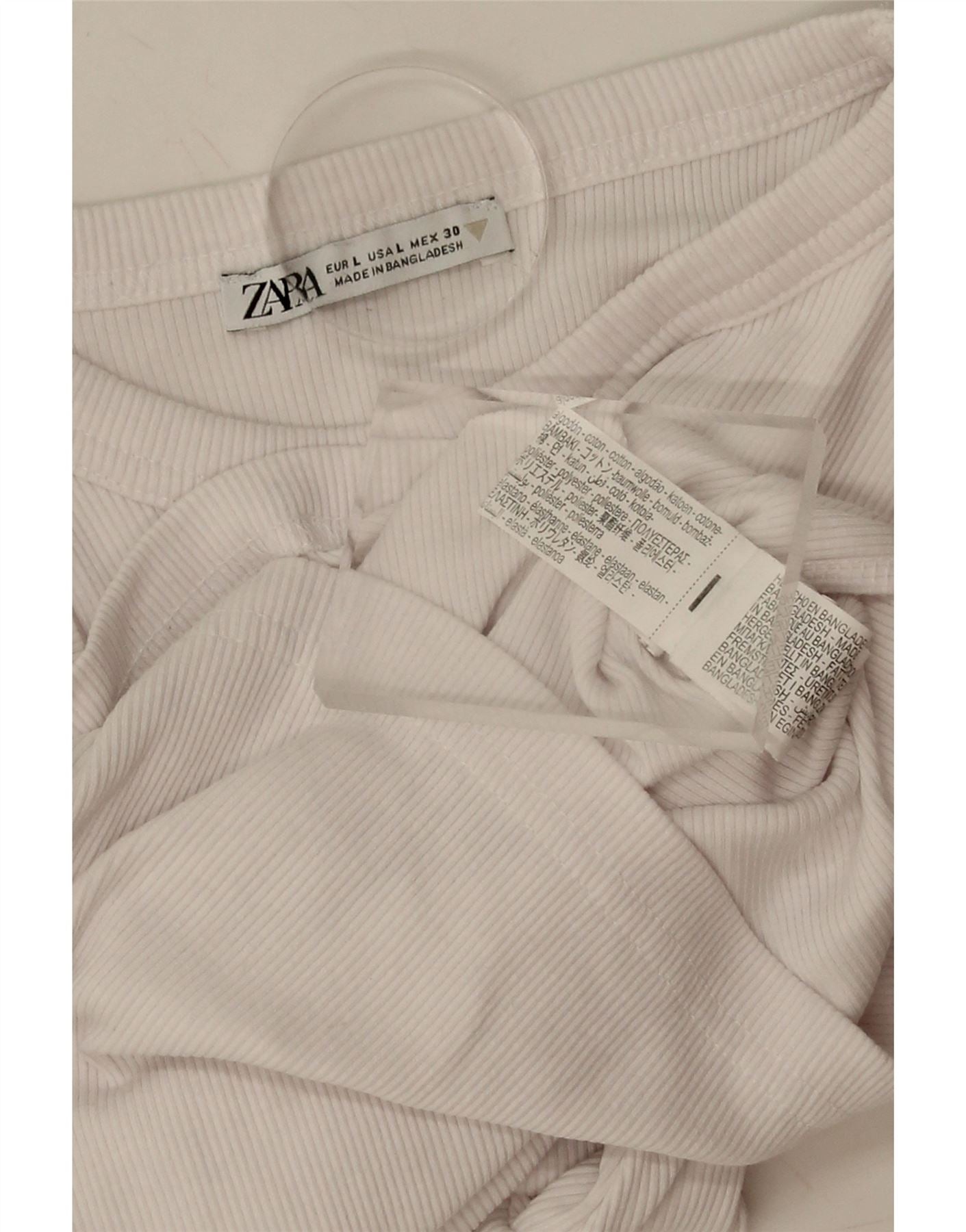 ZARA Womens Crop T-Shirt Top UK 14 Large White Cotton Vintage Zara and Second-Hand Zara from Messina Hembry