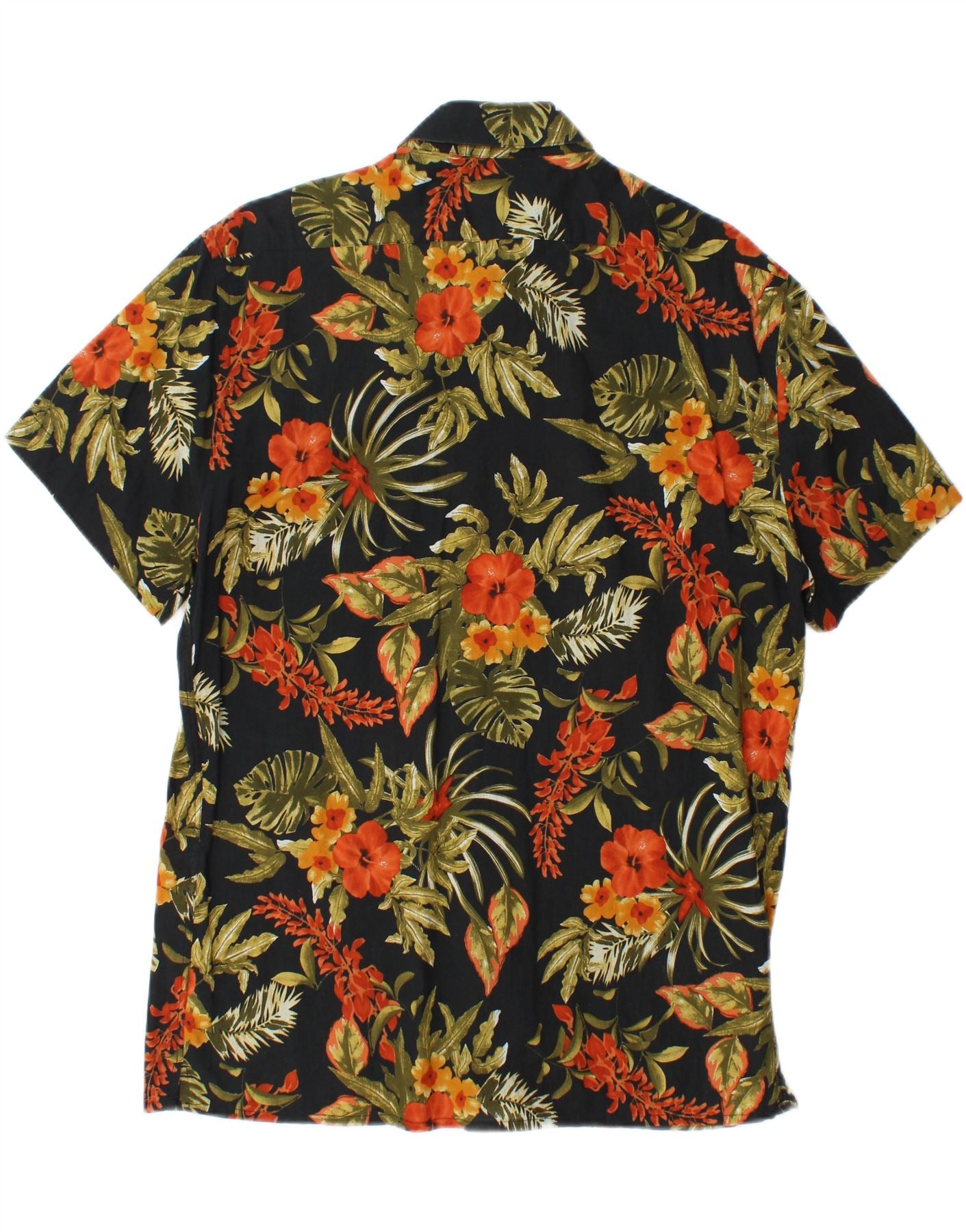 ZARA Mens Slim Fit Short Sleeve Shirt XL Black Floral Cotton Hawaiian Vintage Zara and Second-Hand Zara from Messina Hembry