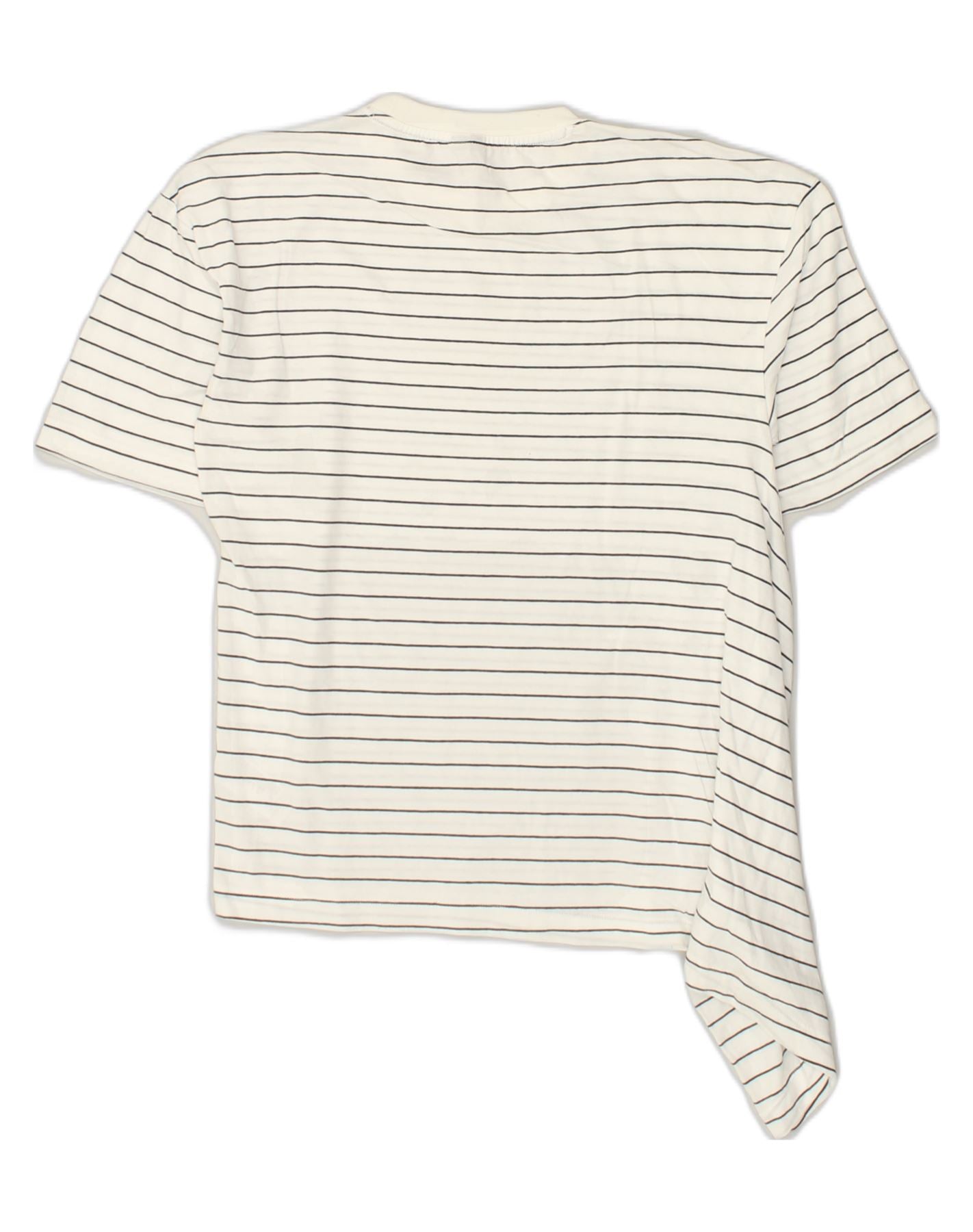 VINTAGE Womens T-Shirt Top UK 6 XS White Striped Cotton | Vintage Vintage | Thrift | Second-Hand Vintage | Used Clothing | Messina Hembry