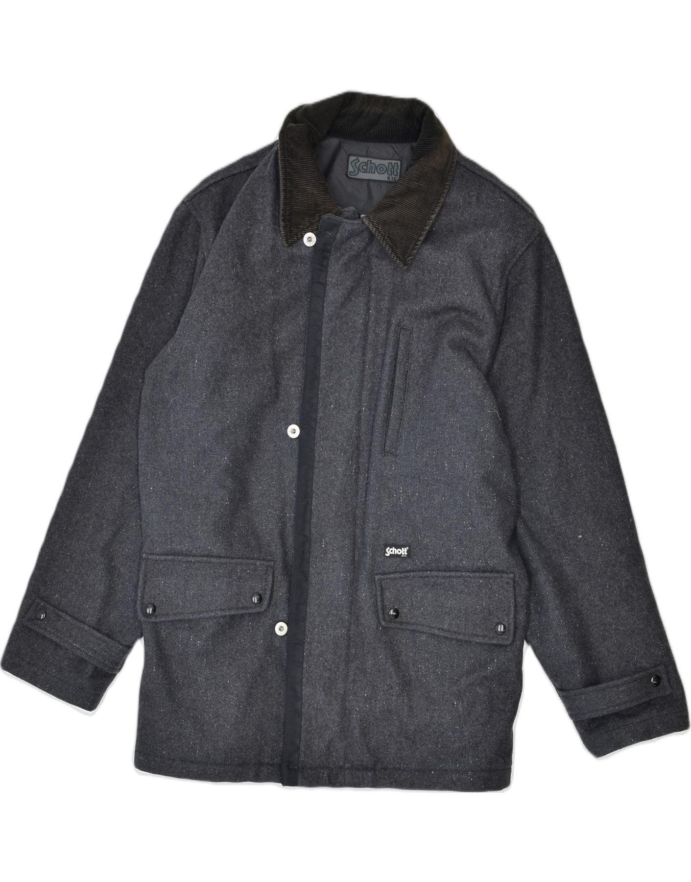 SCHOTT Mens Overcoat UK 40 Large Grey Wool Vintage Schott and Second-Hand Schott from Messina Hembry