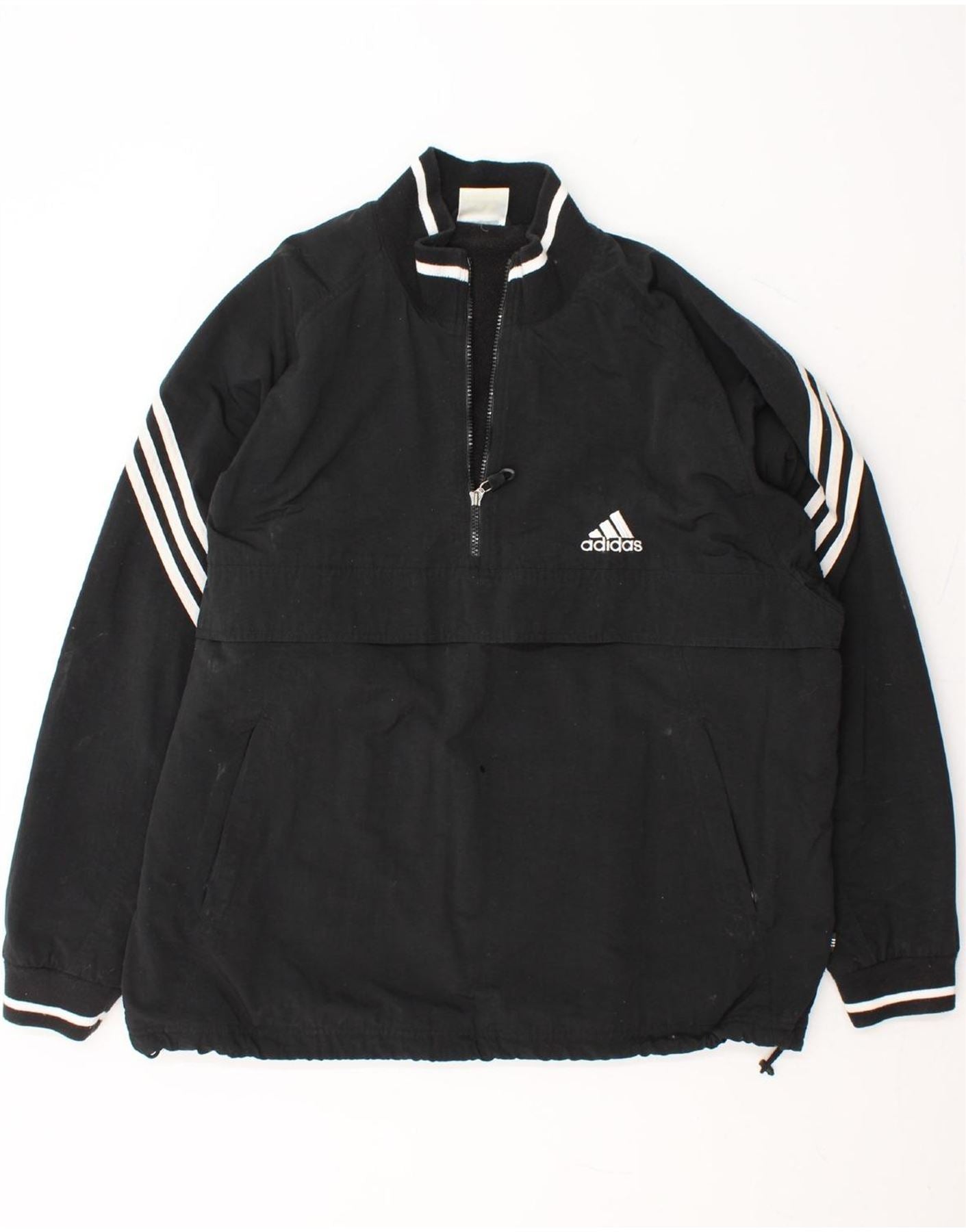 ADIDAS Mens Pullover Windbreaker Jacket UK 42 XL Black Vintage Adidas and Second-Hand Adidas from Messina Hembry