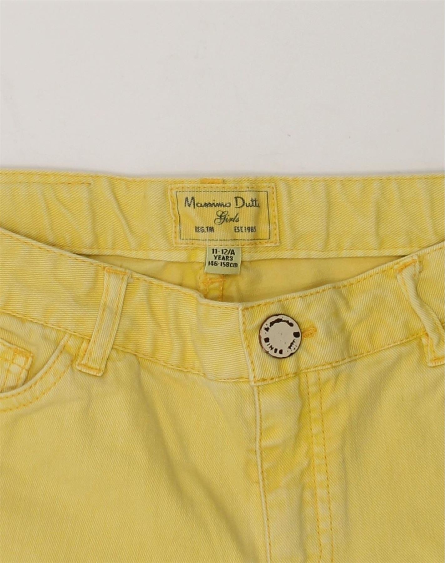 MASSIMO DUTTI Girls Denim Shorts 11-12 Years W26 Yellow Cotton | Vintage Massimo Dutti | Thrift | Second-Hand Massimo Dutti | Used Clothing | Messina Hembry