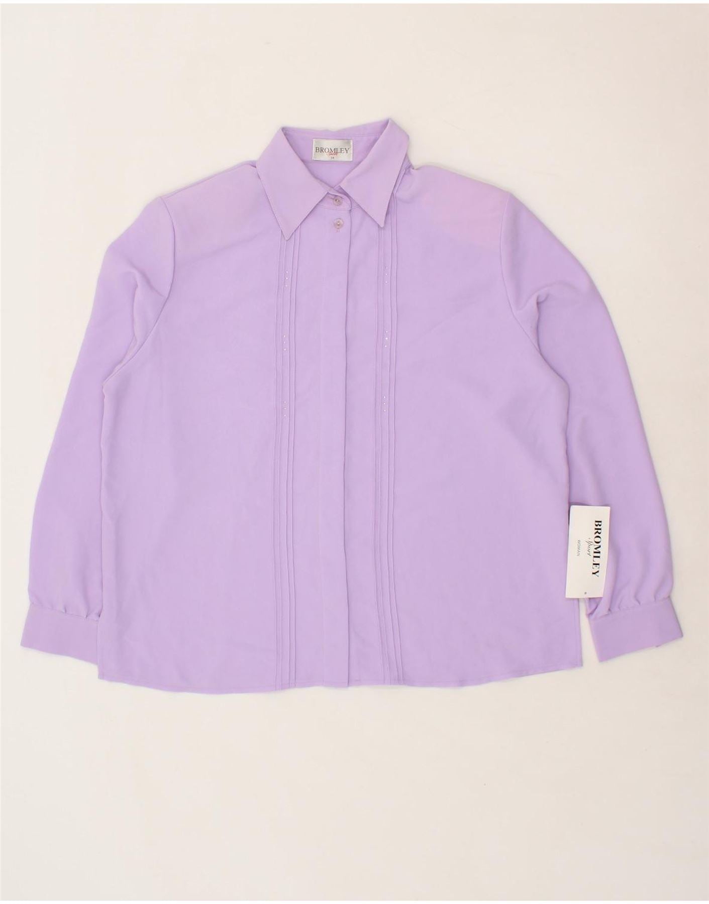 BROMLEY  Womens Shirt Blouse US 14 XL Purple Polyester Vintage Bromley and Second-Hand Bromley from Messina Hembry