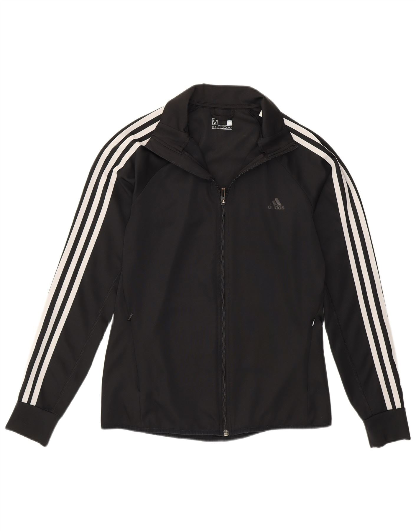 ADIDAS Womens Climalite Tracksuit Top Jacket UK 12/14 Medium Black