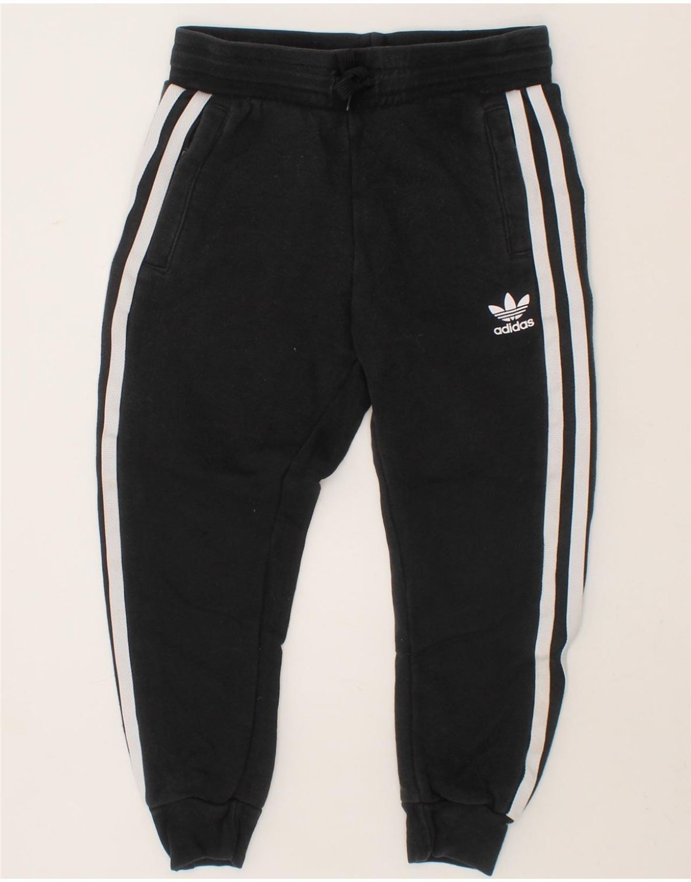 ADIDAS Boys Tracksuit Trousers Joggers 4-5 Years Black Cotton Vintage Adidas and Second-Hand Adidas from Messina Hembry