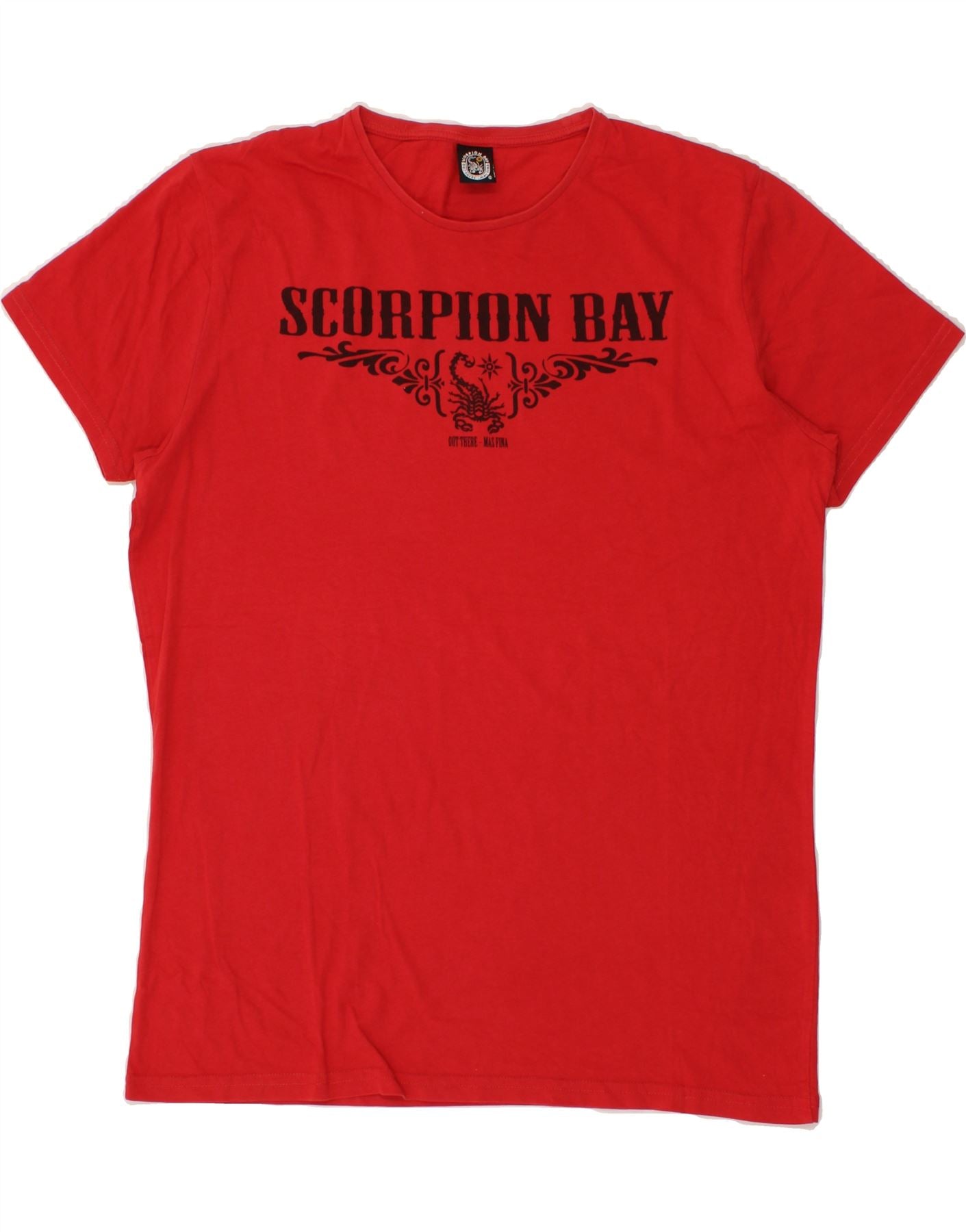 SCORPION BAY Mens Graphic T-Shirt Top Large Red Cotton Vintage Scorpion Bay and Second-Hand Scorpion Bay from Messina Hembry