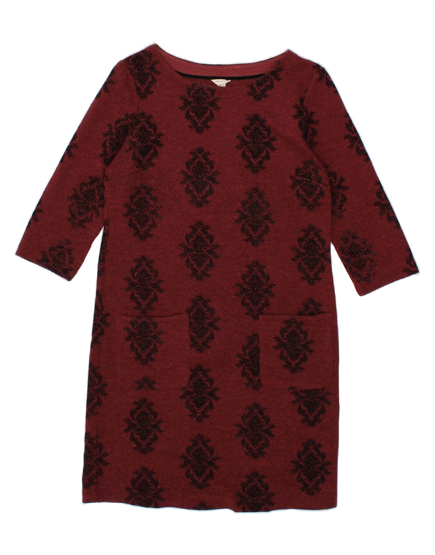 WHITE STUFF Womens 3/4 Sleeve Jumper Dress UK 10 Small  Maroon Paisley Vintage White Stuff and Second-Hand White Stuff from Messina Hembry