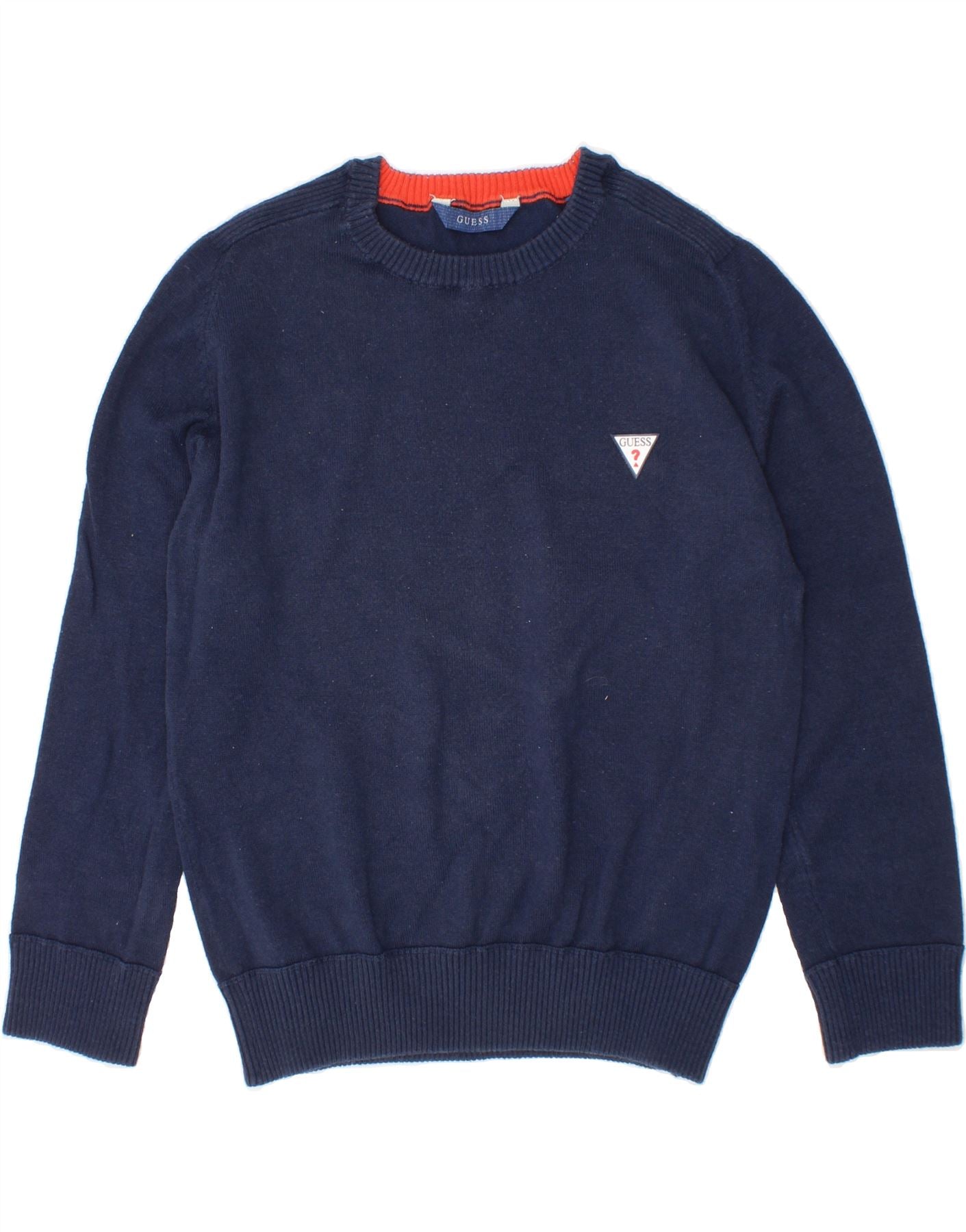 GUESS Boys Crew Neck Jumper Sweater 5-6 Years Navy Blue Cotton Vintage Guess and Second-Hand Guess from Messina Hembry