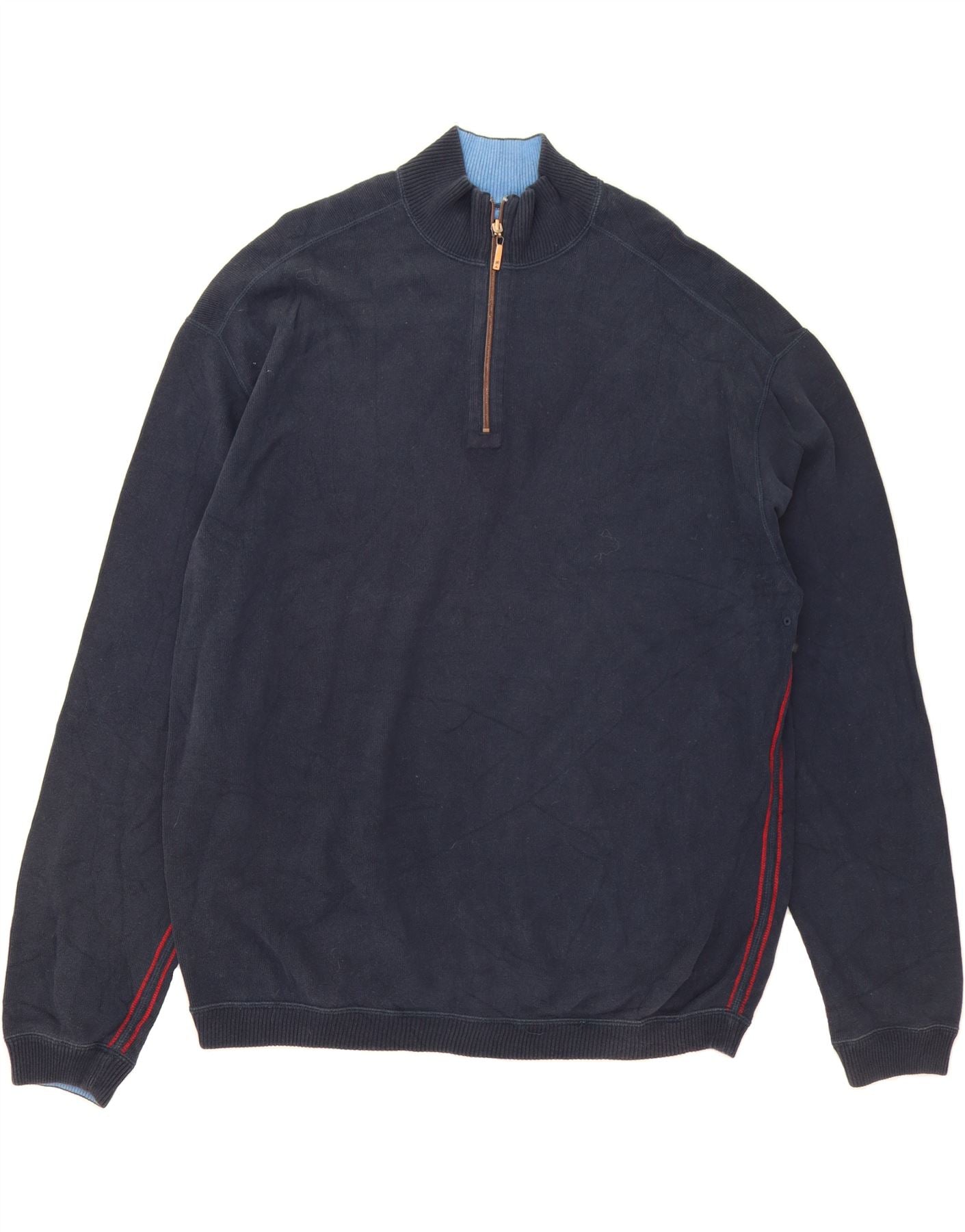 TOMMY BAHAMA Mens Zip Neck Jumper Sweater XL Navy Blue Vintage Tommy Bahama and Second-Hand Tommy Bahama from Messina Hembry