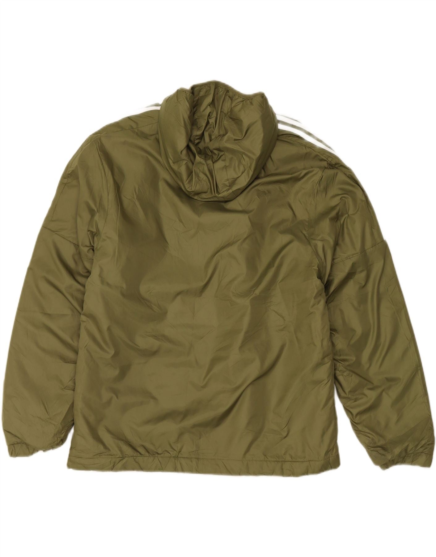 ADIDAS Mens Hooded Windbreaker Jacket UK 40 Large Khaki Polyester Vintage Adidas and Second-Hand Adidas from Messina Hembry