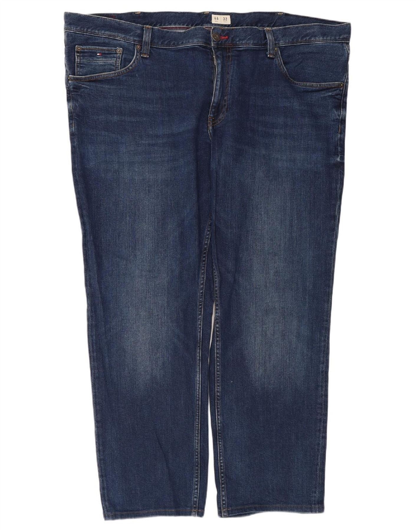 TOMMY HILFIGER Mens Straight Jeans W46 L32 Blue Cotton Vintage Tommy Hilfiger and Second-Hand Tommy Hilfiger from Messina Hembry