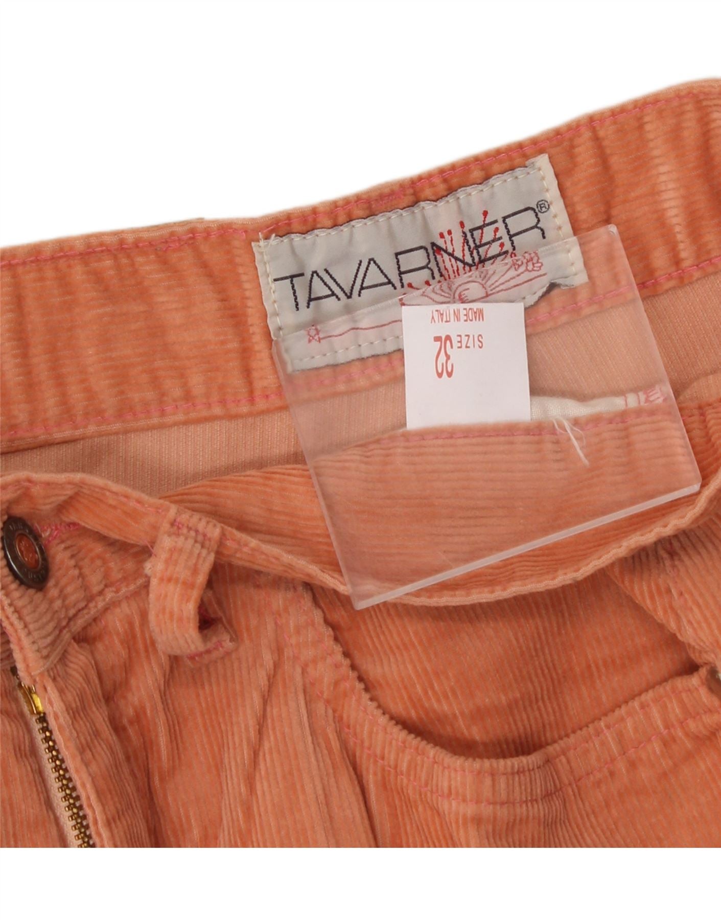TAVARNER Womens High Waist Tapered Corduroy Trousers W32 L31 Orange Cotton Vintage Tavarner and Second-Hand Tavarner from Messina Hembry