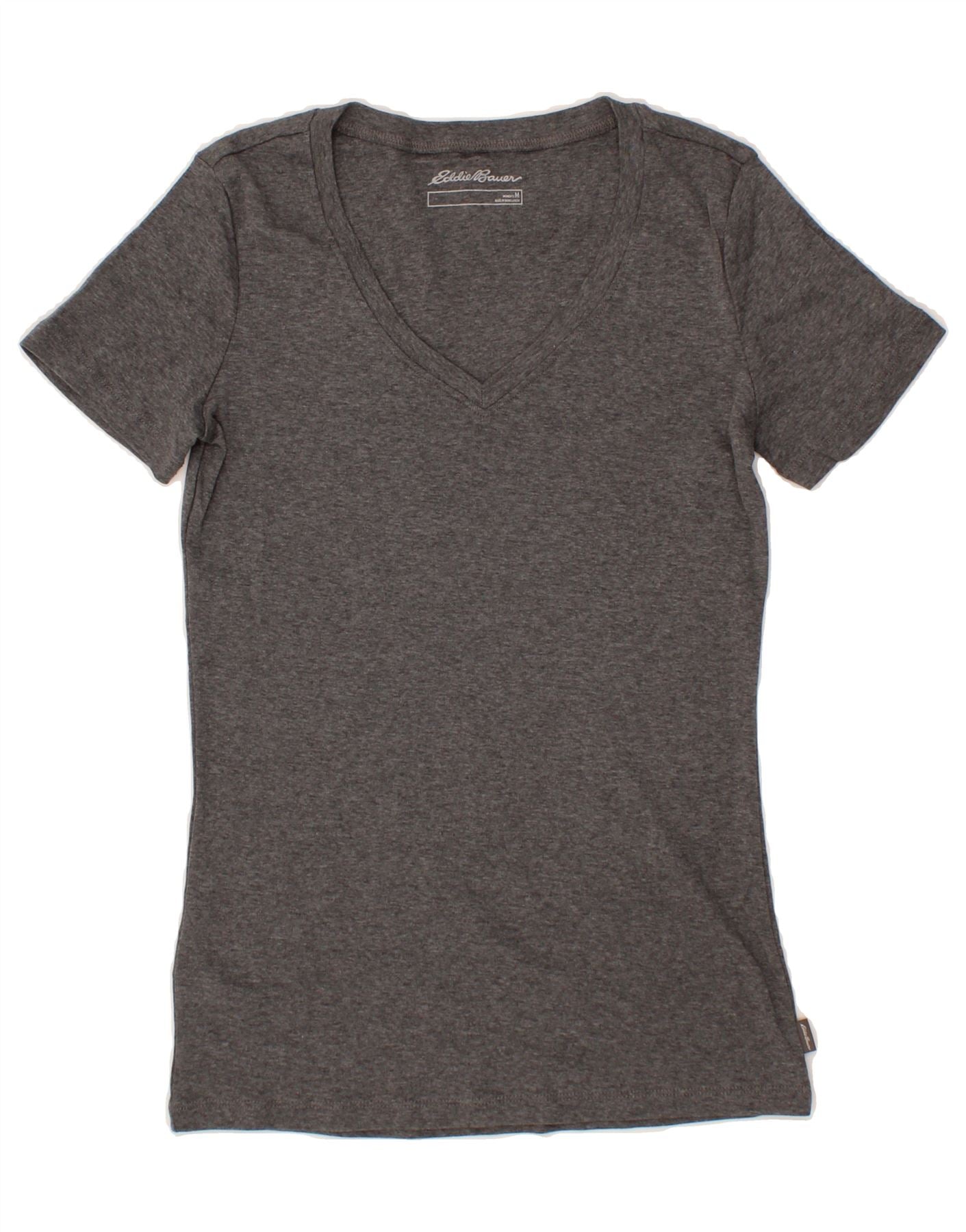 EDDIE BAUER Womens T-Shirt Top UK 12 Medium Grey Flecked Cotton Vintage Eddie Bauer and Second-Hand Eddie Bauer from Messina Hembry