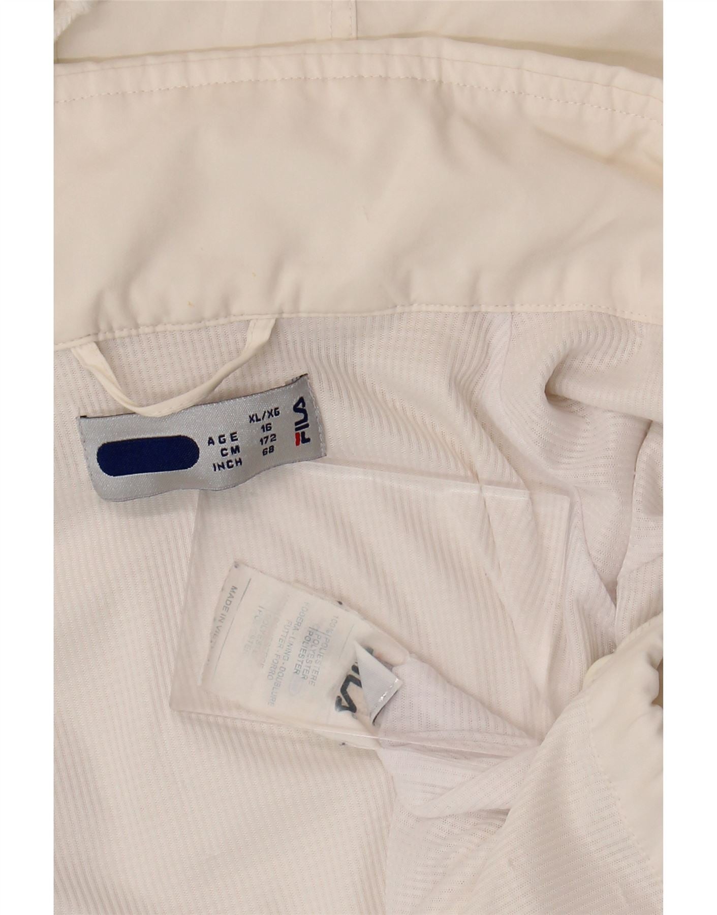FILA Boys Graphic Hooded Tracksuit Top Jacket 15-16 Years XL White Vintage Fila and Second-Hand Fila from Messina Hembry