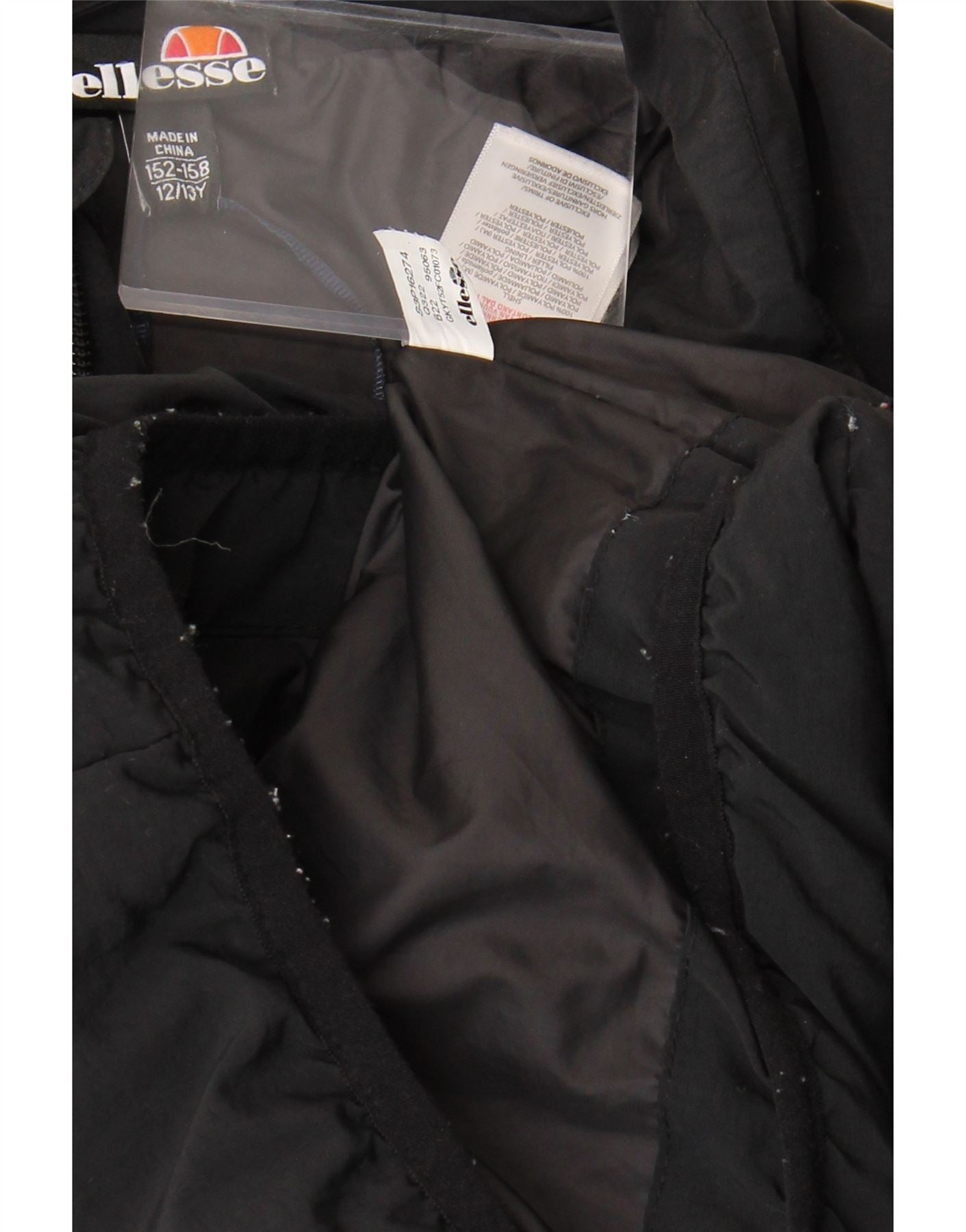 ELLESSE Boys Padded Jacket 12-13 Years Black Polyamide Vintage Ellesse and Second-Hand Ellesse from Messina Hembry