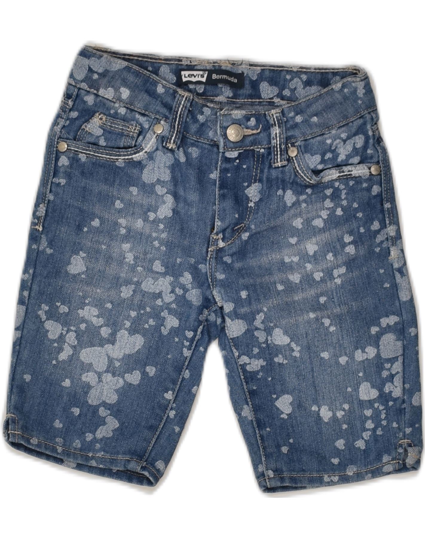 LEVI'S Girls Denim Shorts 7-8 Years W22  Blue Flecked Ramie | Vintage Levi's | Thrift | Second-Hand Levi's | Used Clothing | Messina Hembry