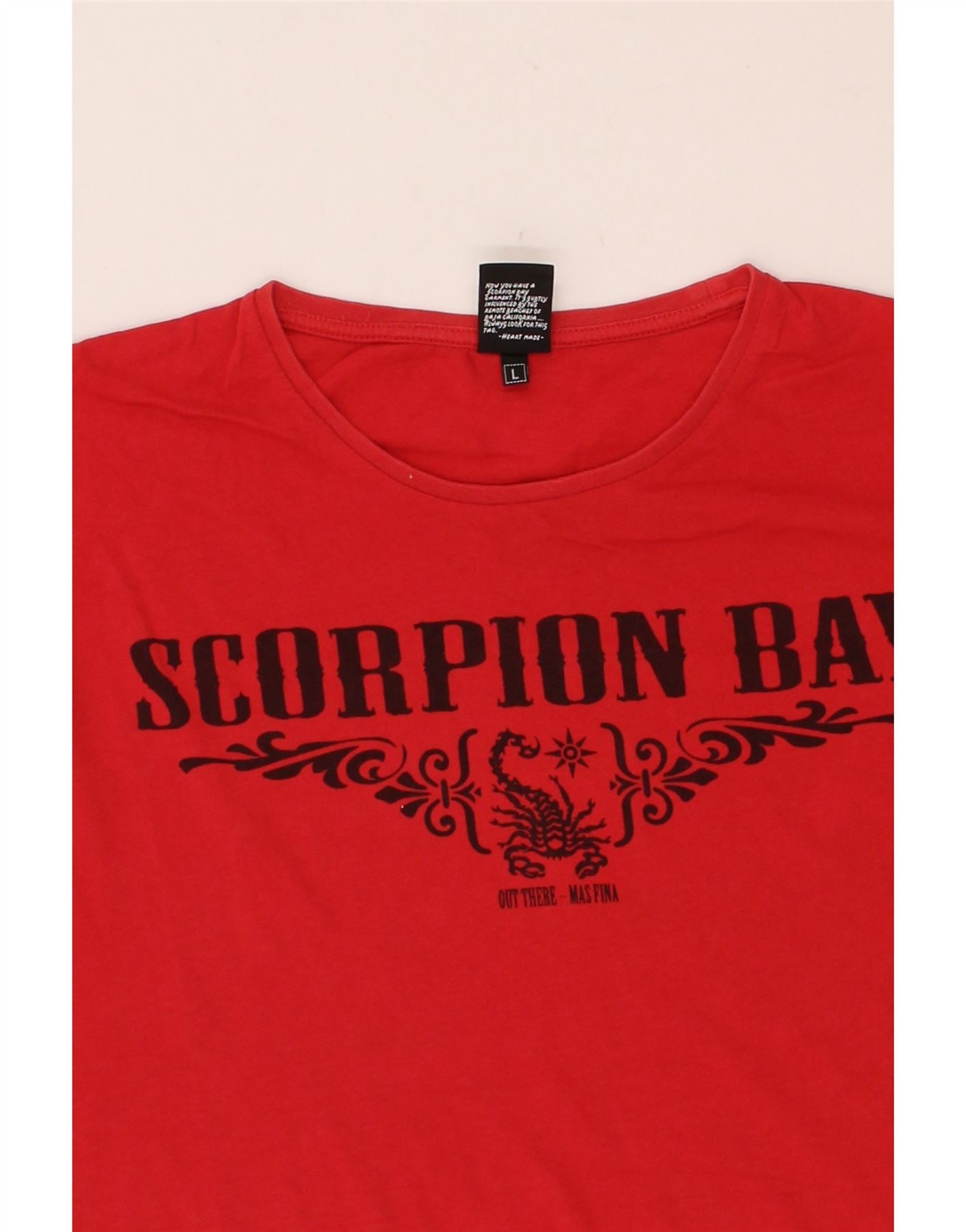 SCORPION BAY Mens Graphic T-Shirt Top Large Red Cotton Vintage Scorpion Bay and Second-Hand Scorpion Bay from Messina Hembry