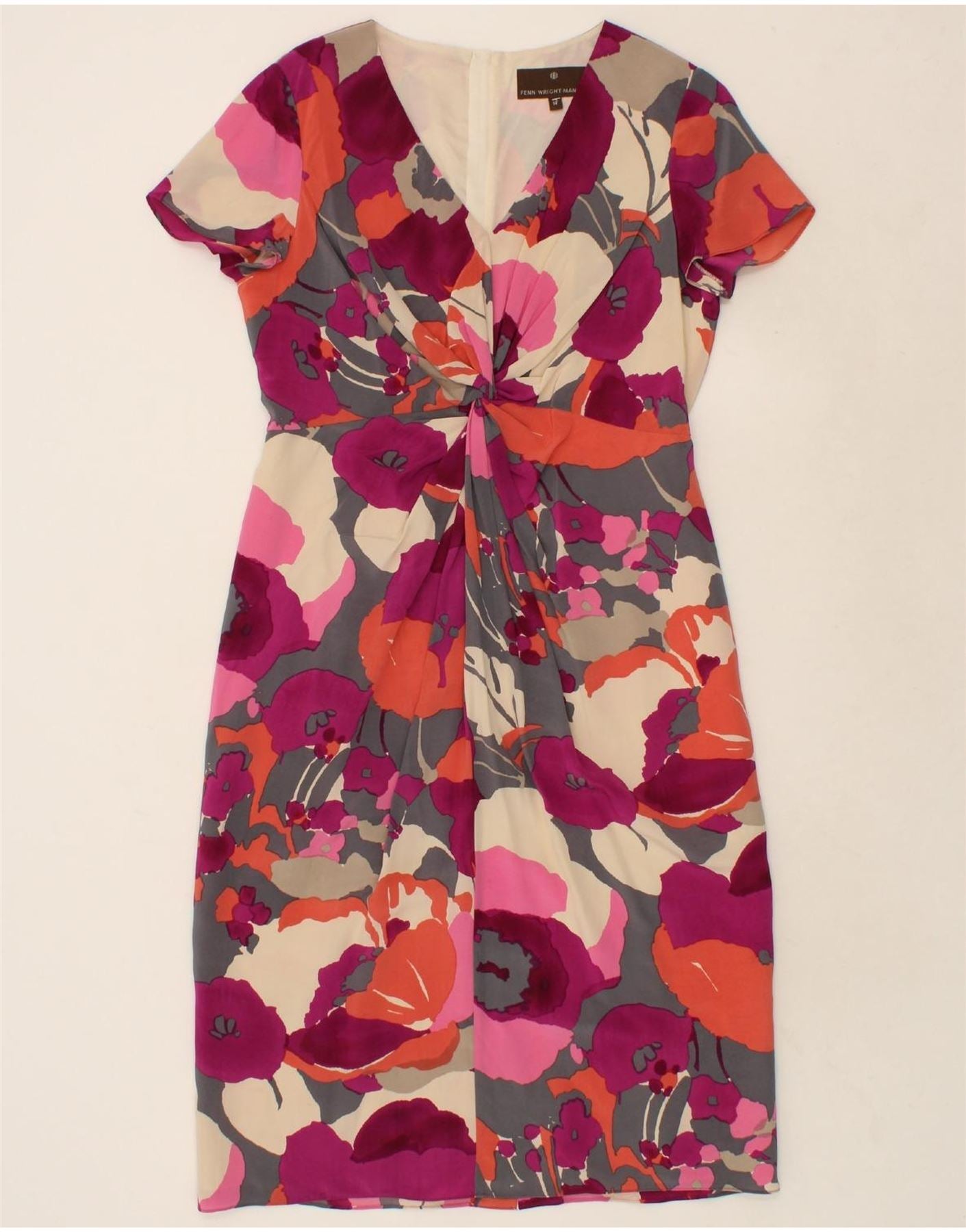 FENN WRIGHT MANSON Womens Sheath Dress UK 14 Large Multicoloured Floral Vintage Fenn Wright Manson and Second-Hand Fenn Wright Manson from Messina Hembry