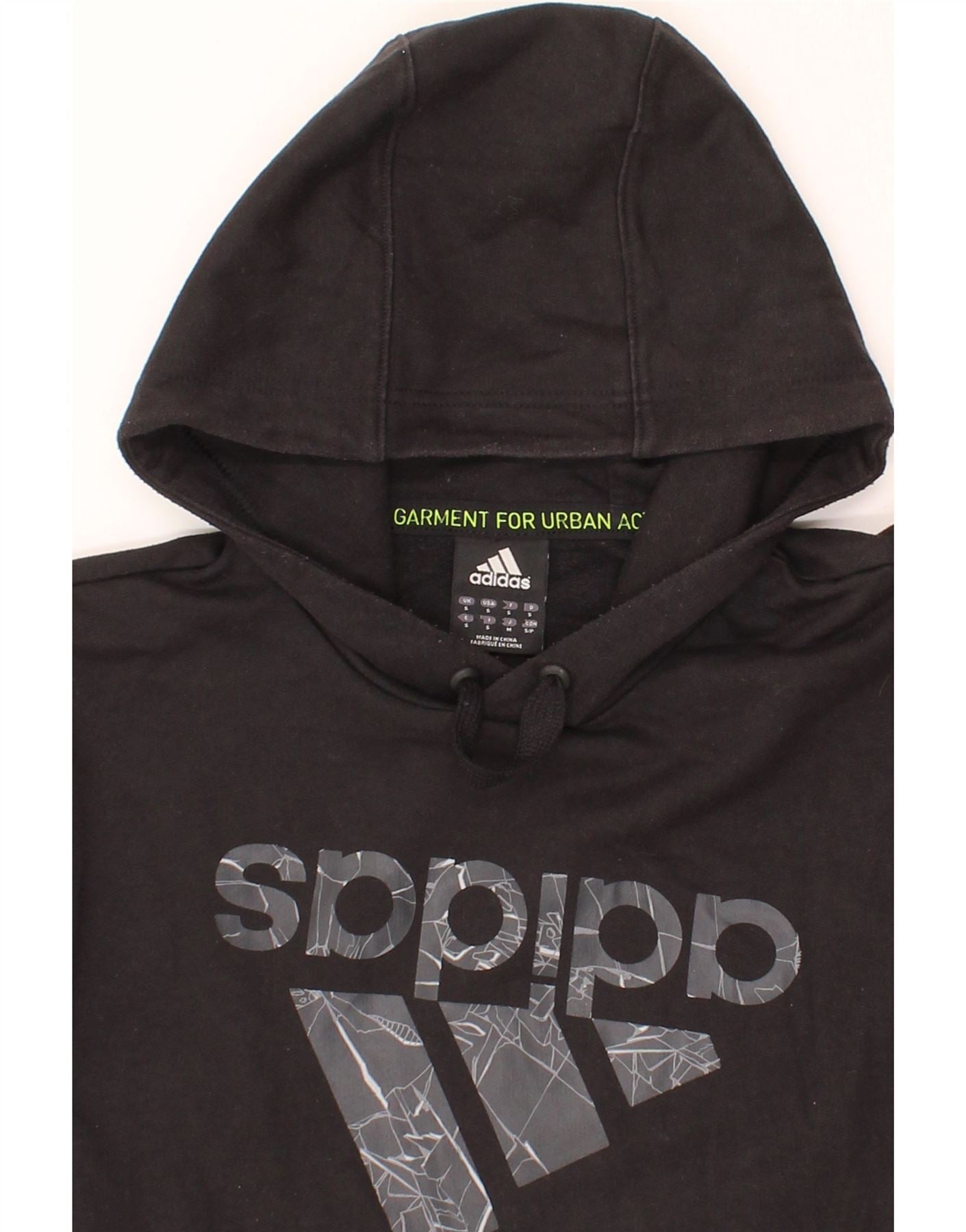 ADIDAS Mens Graphic Hoodie Jumper Small Black Cotton Vintage Adidas and Second-Hand Adidas from Messina Hembry