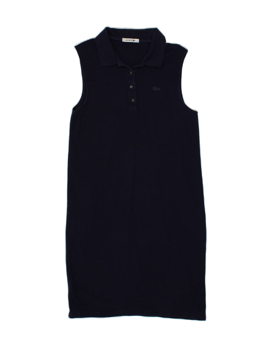 LACOSTE Womens Sleeveless Polo Dress Size 42 Large Navy Blue Cotton Vintage Second Hand Clothing Online Messina Hembry