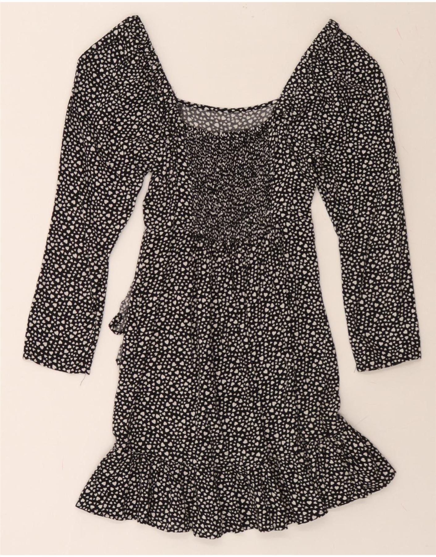 MISS SELFRIDGE Womens Petites 3/4 Sleeve A-Line Dress UK 4 XS  Black Heart Vintage Miss Selfridge and Second-Hand Miss Selfridge from Messina Hembry
