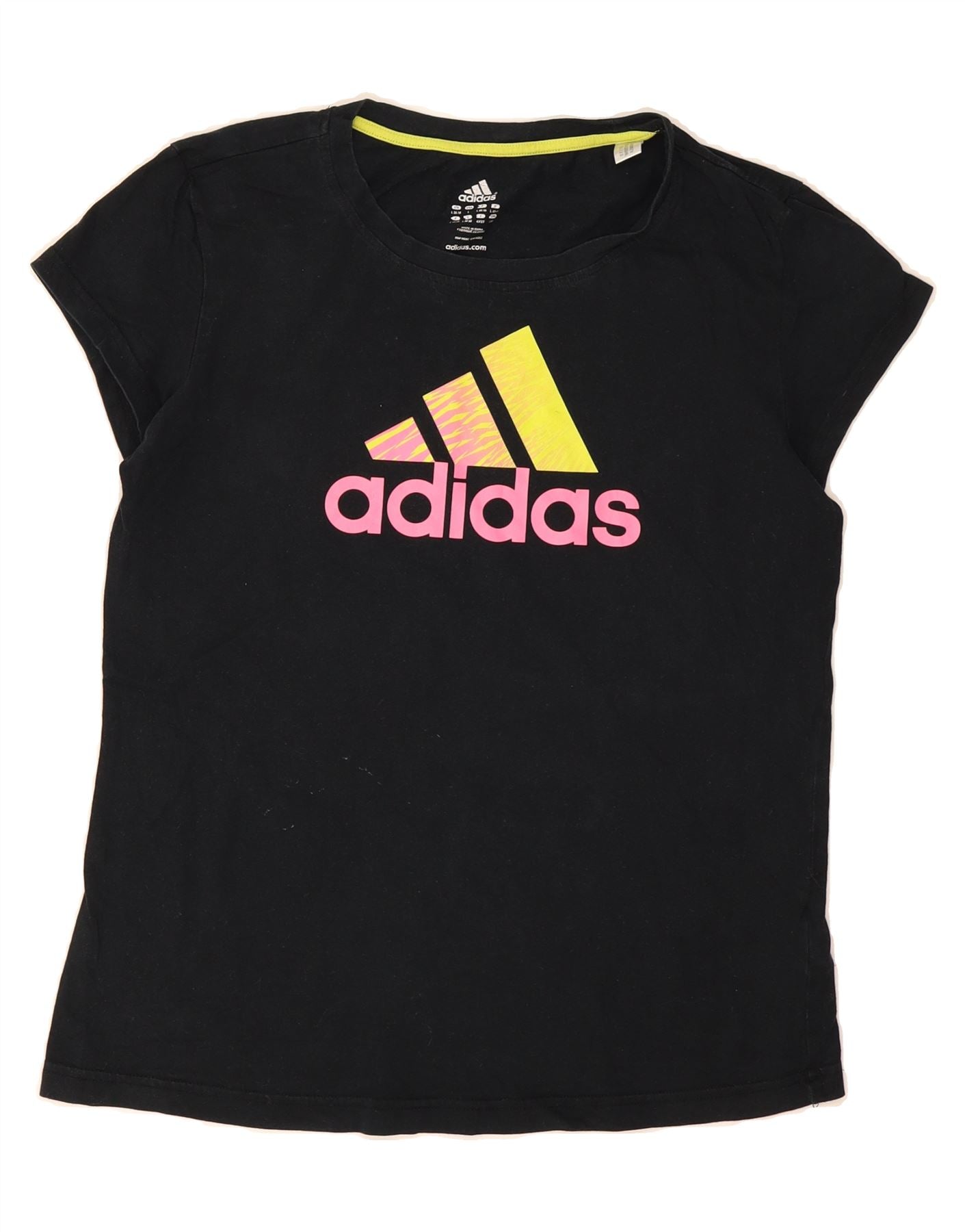 ADIDAS Womens Graphic T-Shirt Top UK 16/18 Large Black Cotton Vintage Adidas and Second-Hand Adidas from Messina Hembry