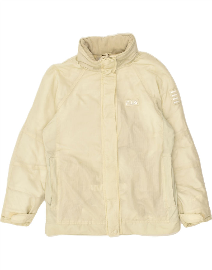 FILA Womens Windbreaker Jacket UK 16 Large Off White Nylon | Vintage Fila | Thrift | Second-Hand Fila | Used Clothing | Messina Hembry 