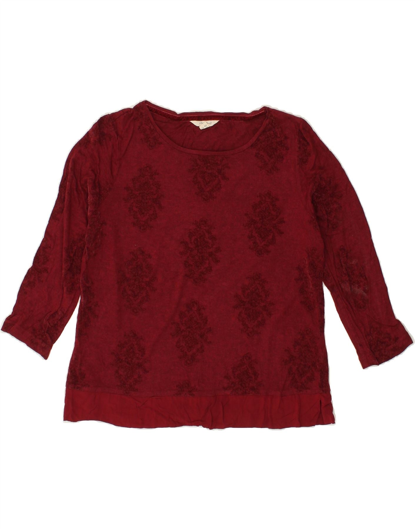 WHITE STUFF Womens Top 3/4 Sleeve UK 14 Medium  Red Floral Viscose Vintage White Stuff and Second-Hand White Stuff from Messina Hembry