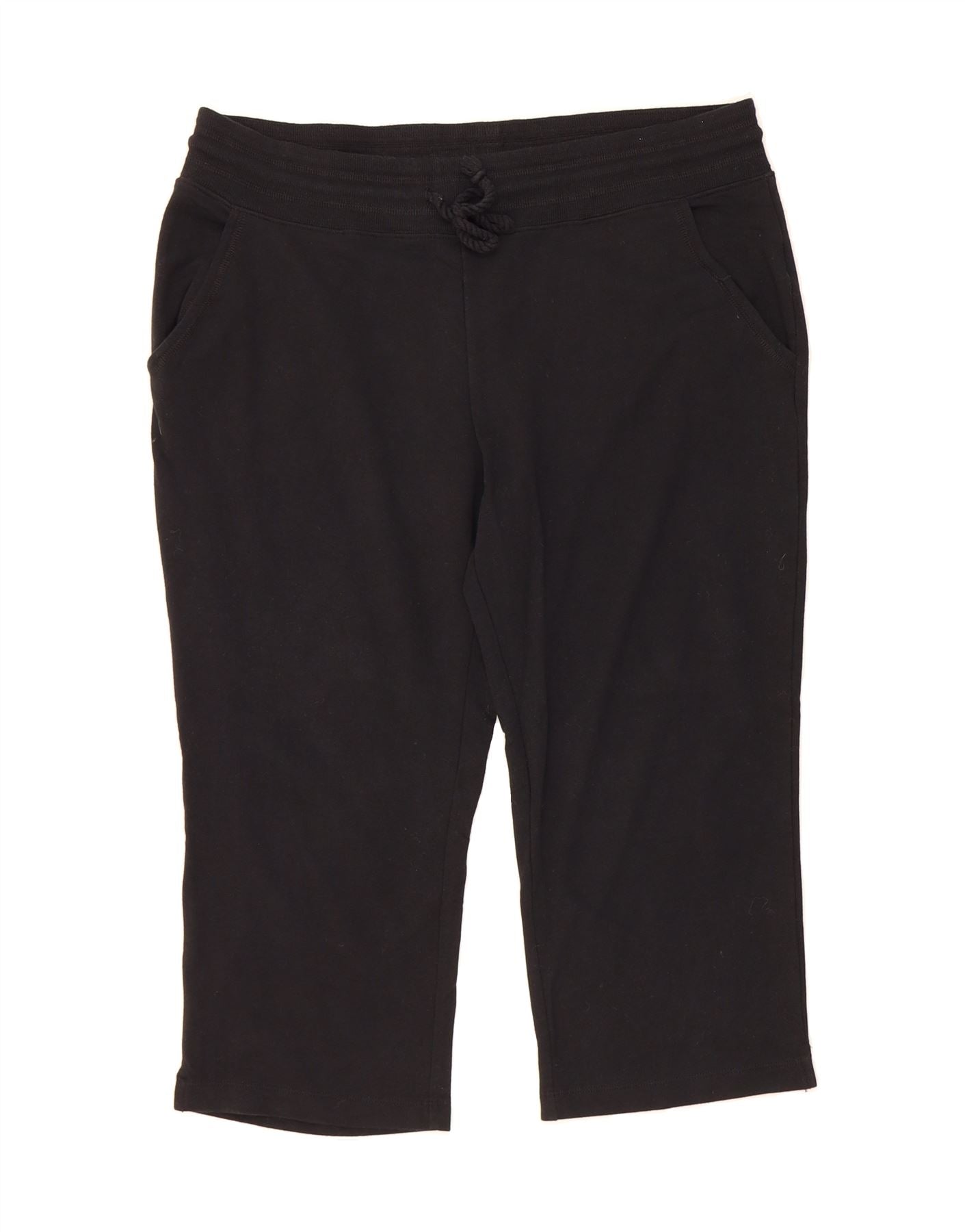 EDDIE BAUER Womens Capri Tracksuit Trousers UK 16 Large  Black Cotton Vintage Eddie Bauer and Second-Hand Eddie Bauer from Messina Hembry