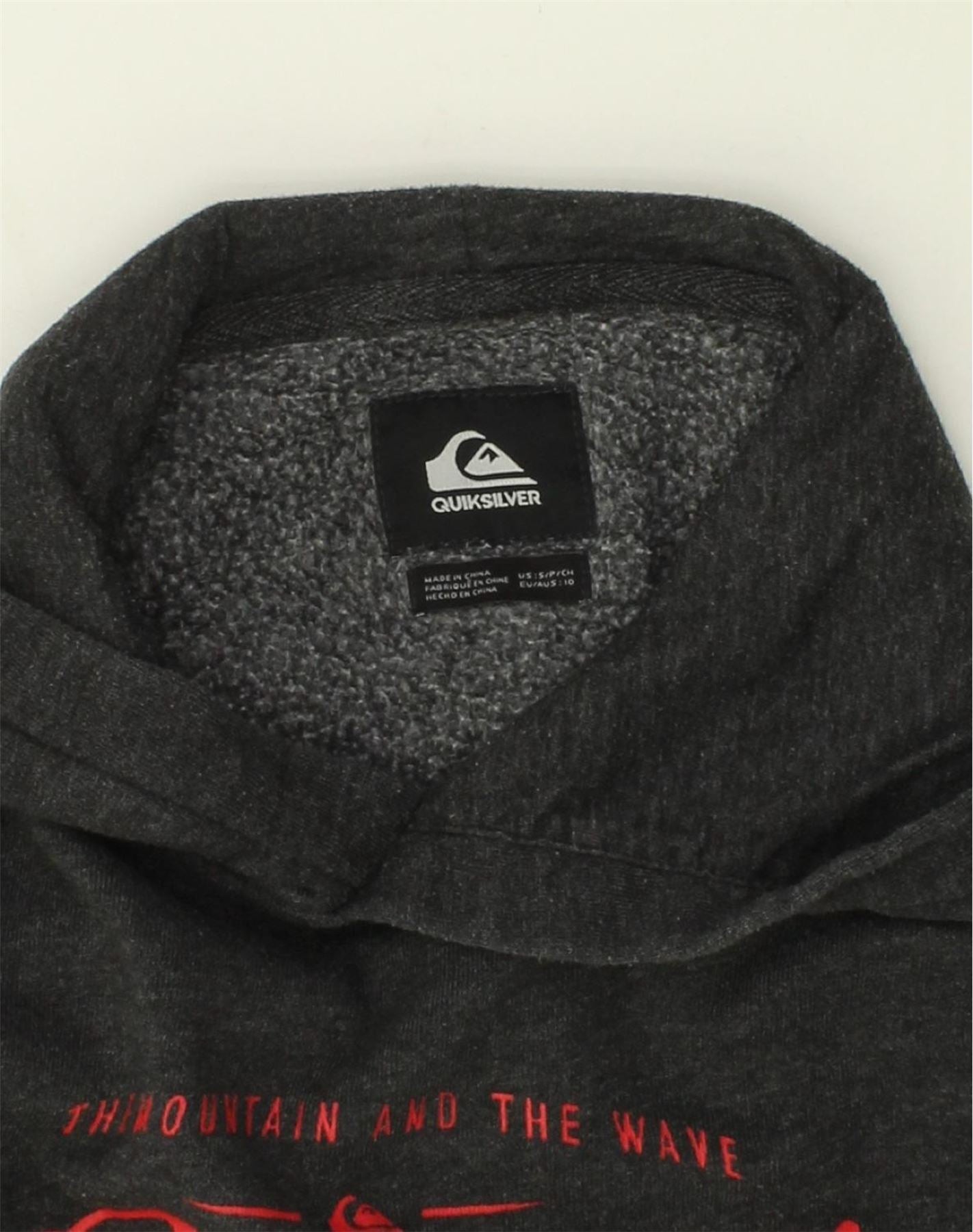 QUIKSILVER Girls Graphic Hoodie Jumper 9-10 Years Small Grey Cotton | Vintage Quiksilver | Thrift | Second-Hand Quiksilver | Used Clothing | Messina Hembry