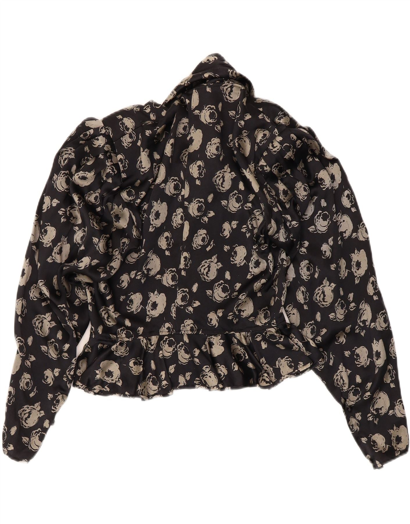 UNGARO SOLO DONNA Womens Crop Shirt Blouse UK 12 Medium Black Floral Vintage Ungaro Solo Donna and Second-Hand Ungaro Solo Donna from Messina Hembry