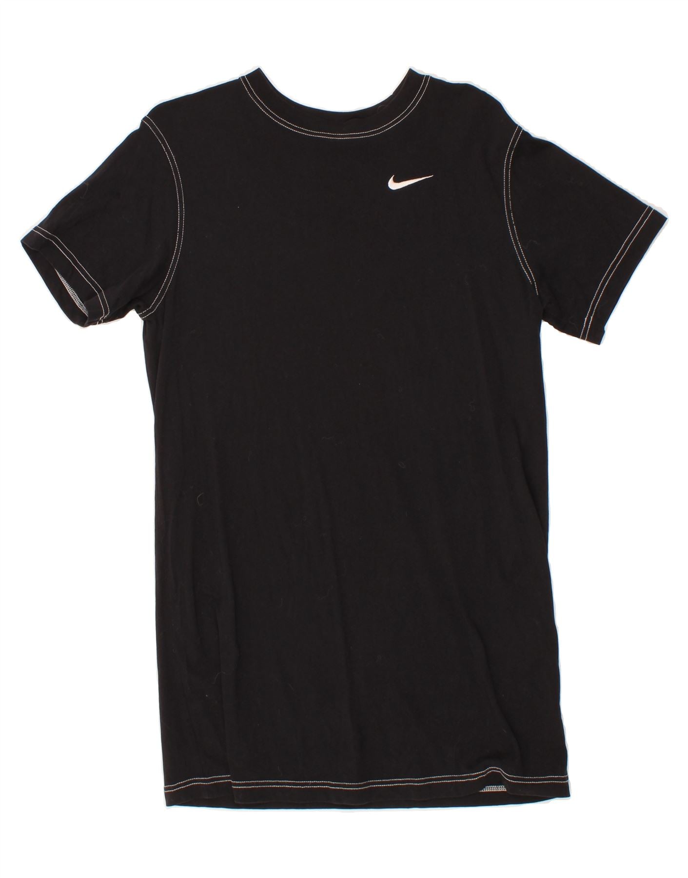 NIKE Womens Graphic T-Shirt Dress UK 6 XS Black Cotton Vintage Nike and Second-Hand Nike from Messina Hembry