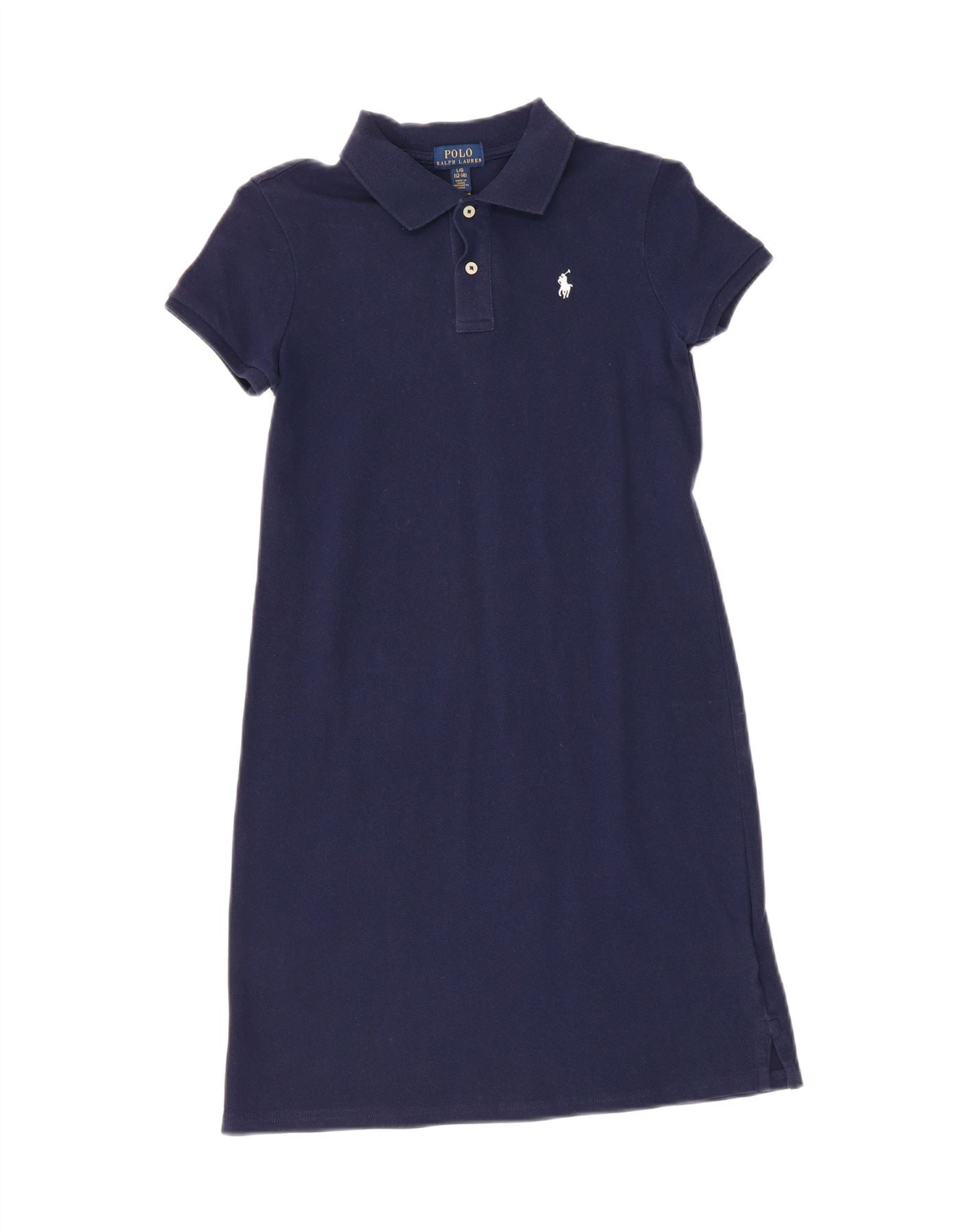 POLO RALPH LAUREN Girls Polo Dress 12-13 Years Large Navy Blue Cotton Vintage Polo Ralph Lauren and Second-Hand Polo Ralph Lauren from Messina Hembry