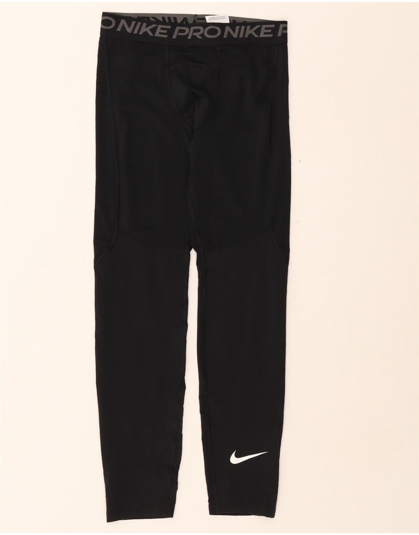 NIKE Boys Dri Fit Leggings 12-13 Years Large Black Polyester Vintage Nike and Second-Hand Nike from Messina Hembry