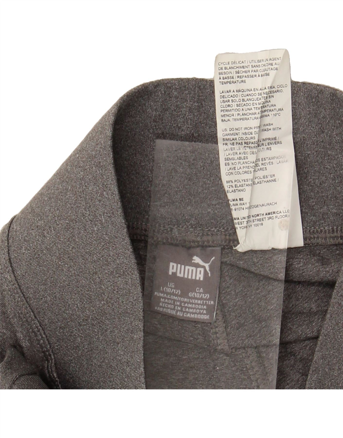 PUMA Girls Leggings 10-11 Years Large Grey Colourblock Polyester Vintage Puma and Second-Hand Puma from Messina Hembry