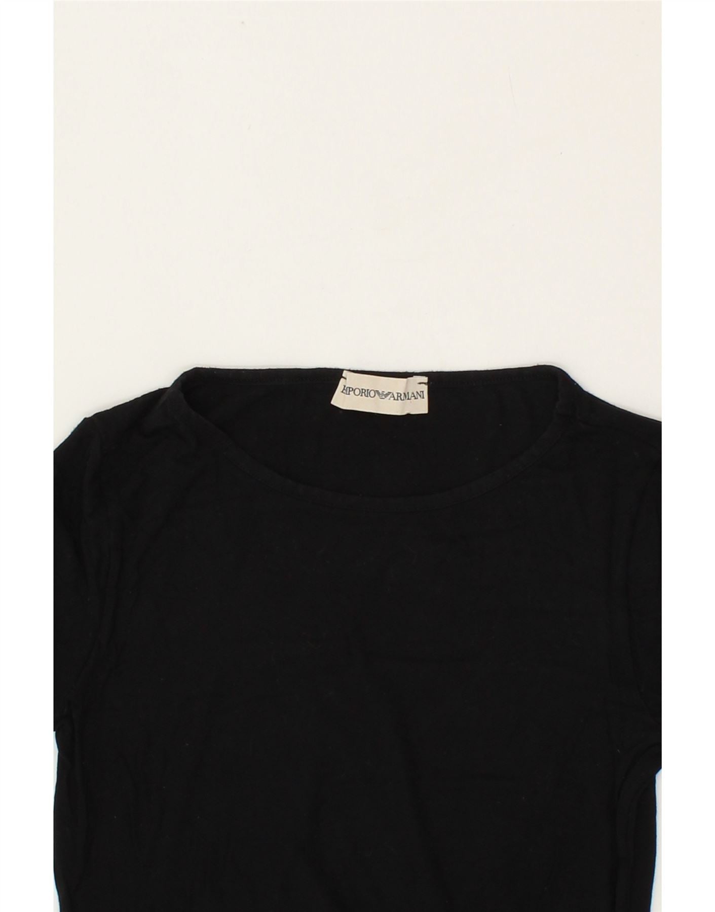 EMPORIO ARMANI Womens Top Long Sleeve UK 6 XS Black Vintage Emporio Armani and Second-Hand Emporio Armani from Messina Hembry