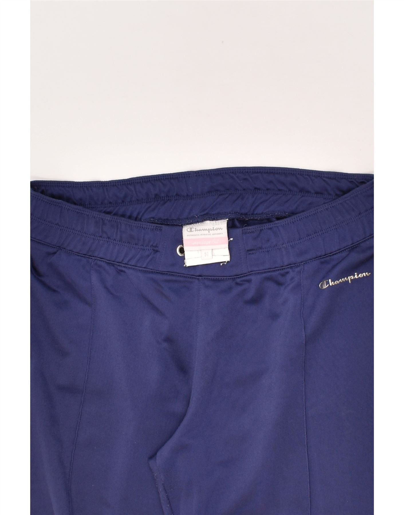 CHAMPION Womens Tracksuit Trousers UK 12 Medium Navy Blue Polyester | Vintage Champion | Thrift | Second-Hand Champion | Used Clothing | Messina Hembry