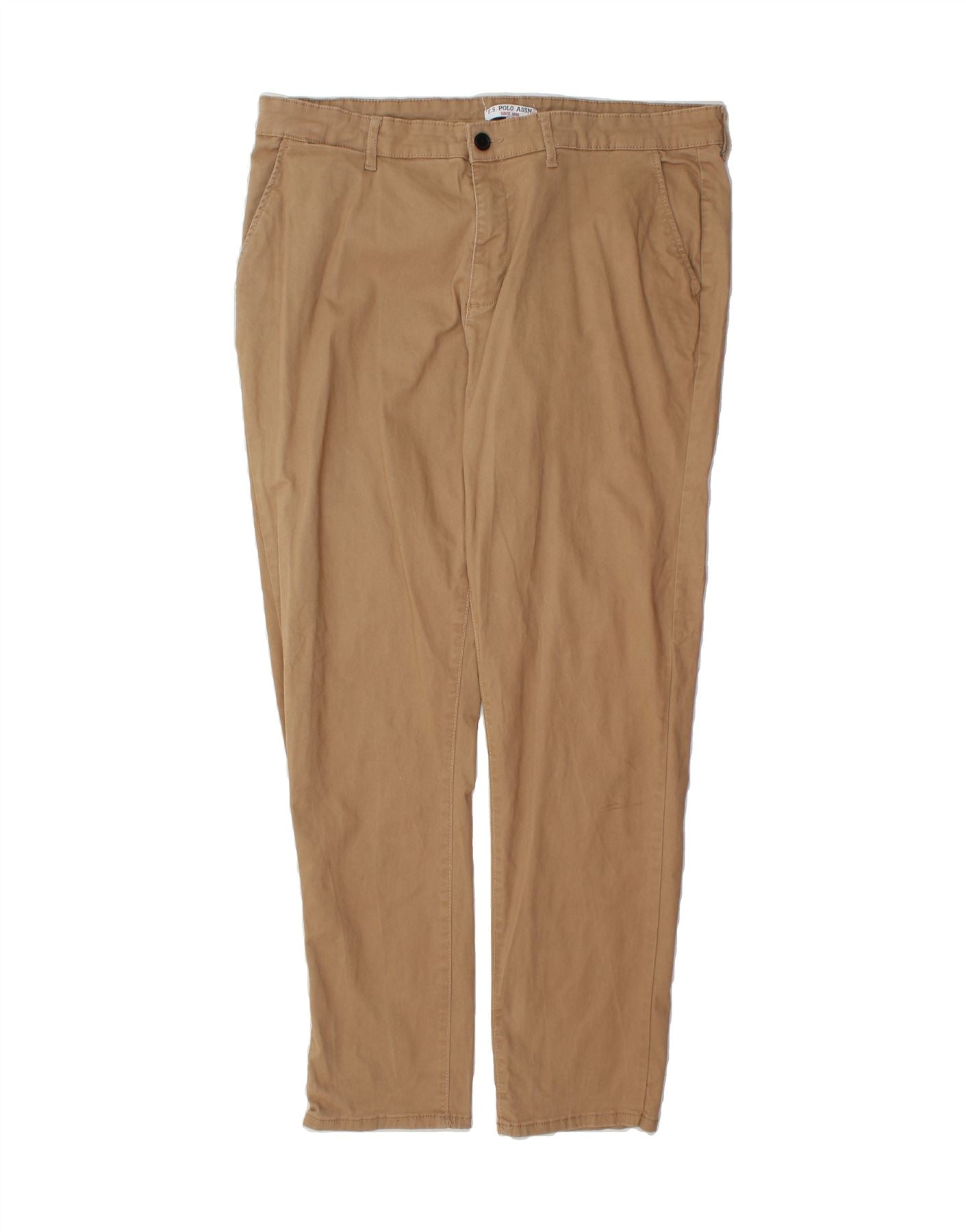 U.S. POLO ASSN. Mens Relaxed Fit Chino Trousers W38 L30 Brown Cotton Vintage U.S. Polo Assn. and Second-Hand U.S. Polo Assn. from Messina Hembry