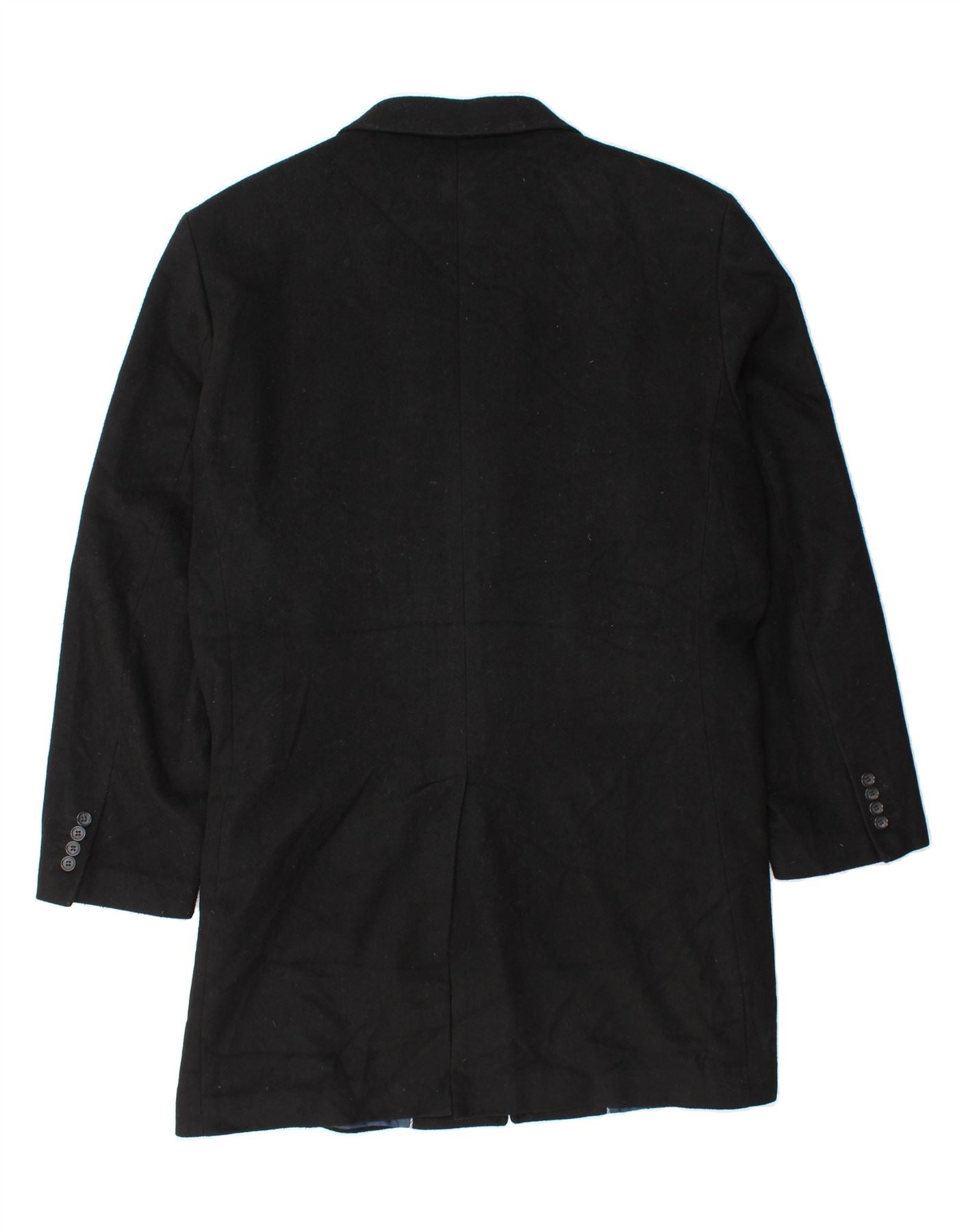 MARKS & SPENCER Mens Overcoat UK 42 XL Black Wool Vintage Marks & Spencer and Second-Hand Marks & Spencer from Messina Hembry