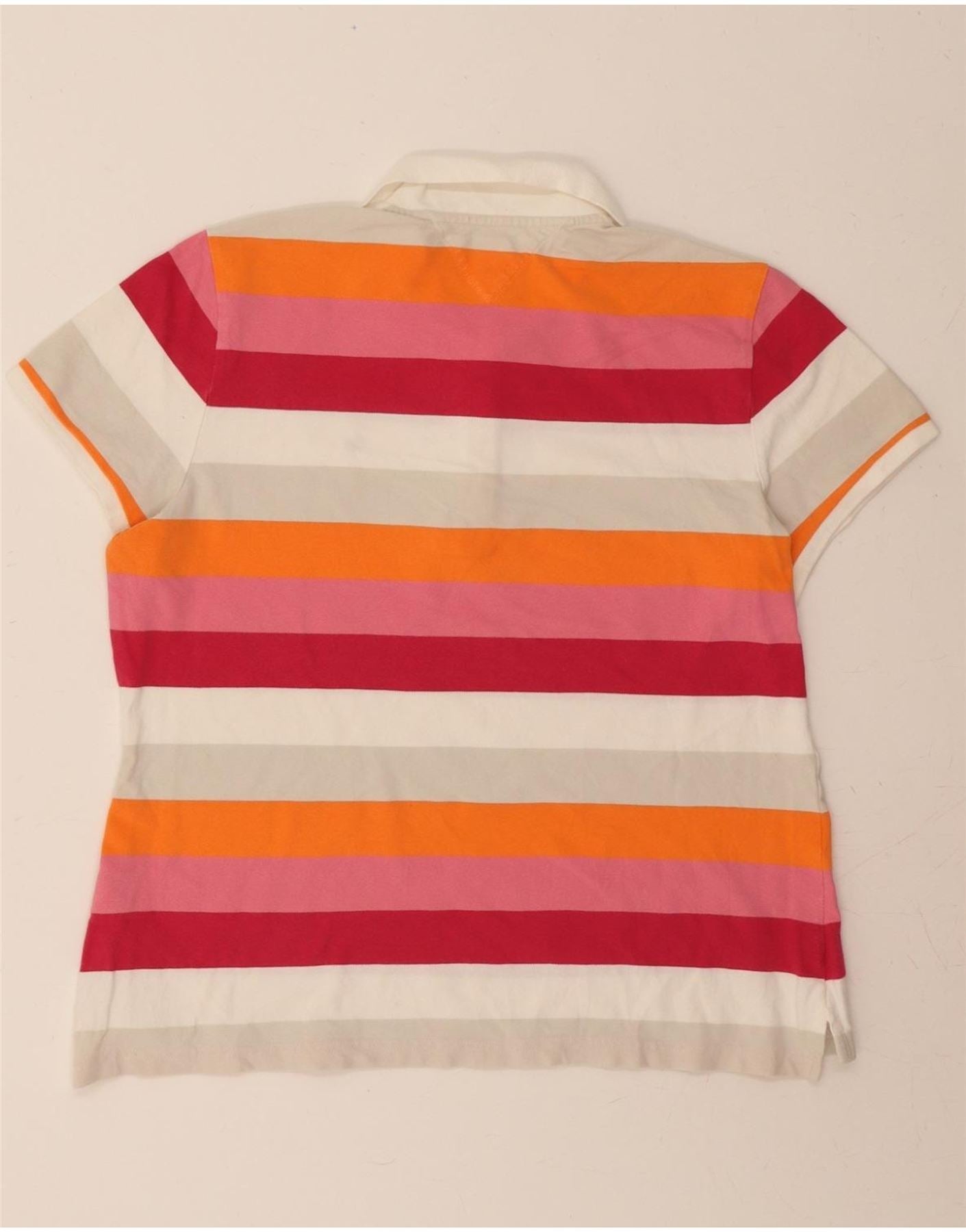 TOMMY HILFIGER Womens Polo Shirt UK 18 XL Multicoloured Striped Cotton Vintage Tommy Hilfiger and Second-Hand Tommy Hilfiger from Messina Hembry